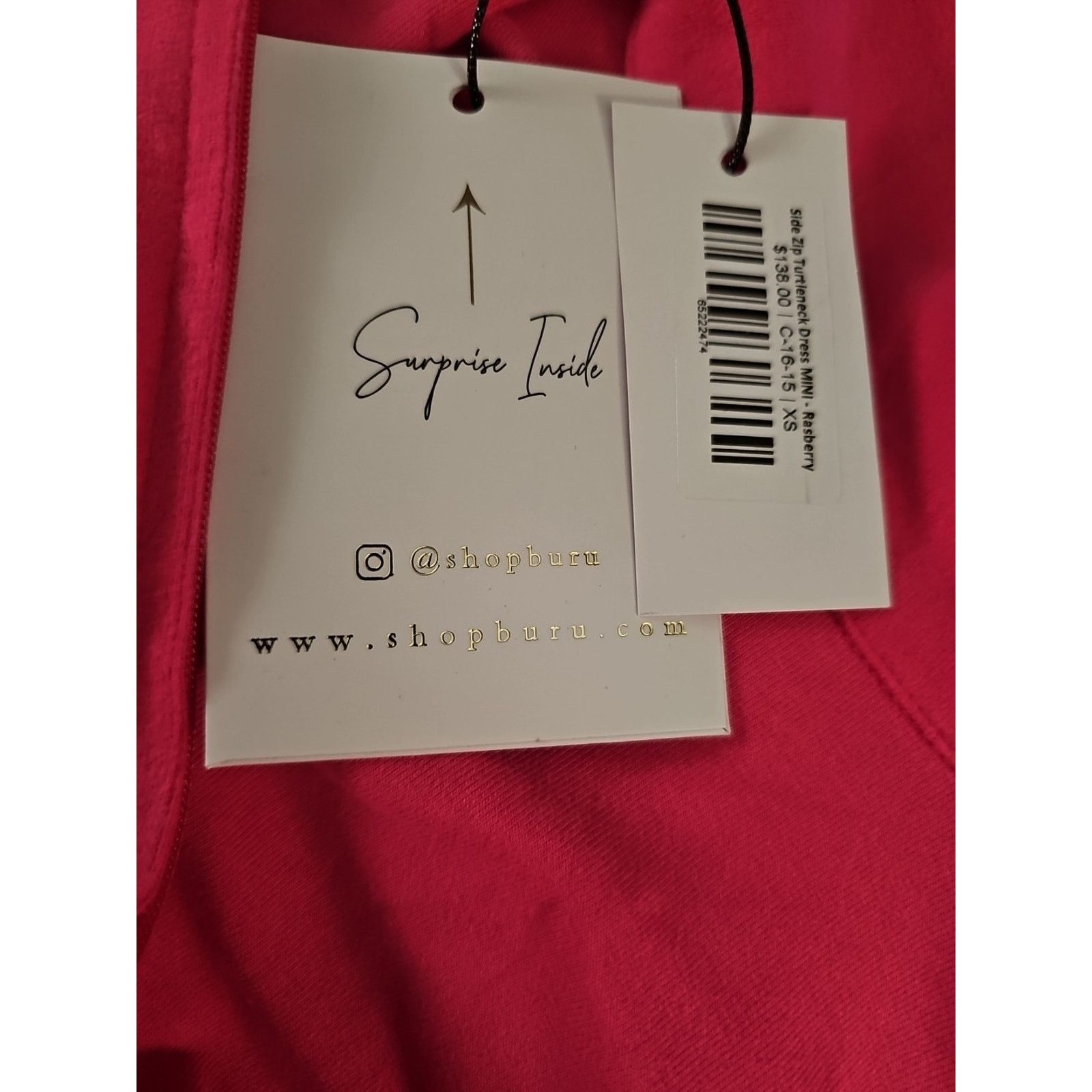 Other BURU Women's Turtleneck Side Zip Mini Raspberry Dress XS Size XS / US 0-2 / IT 36-38 - 4 Thumbnail