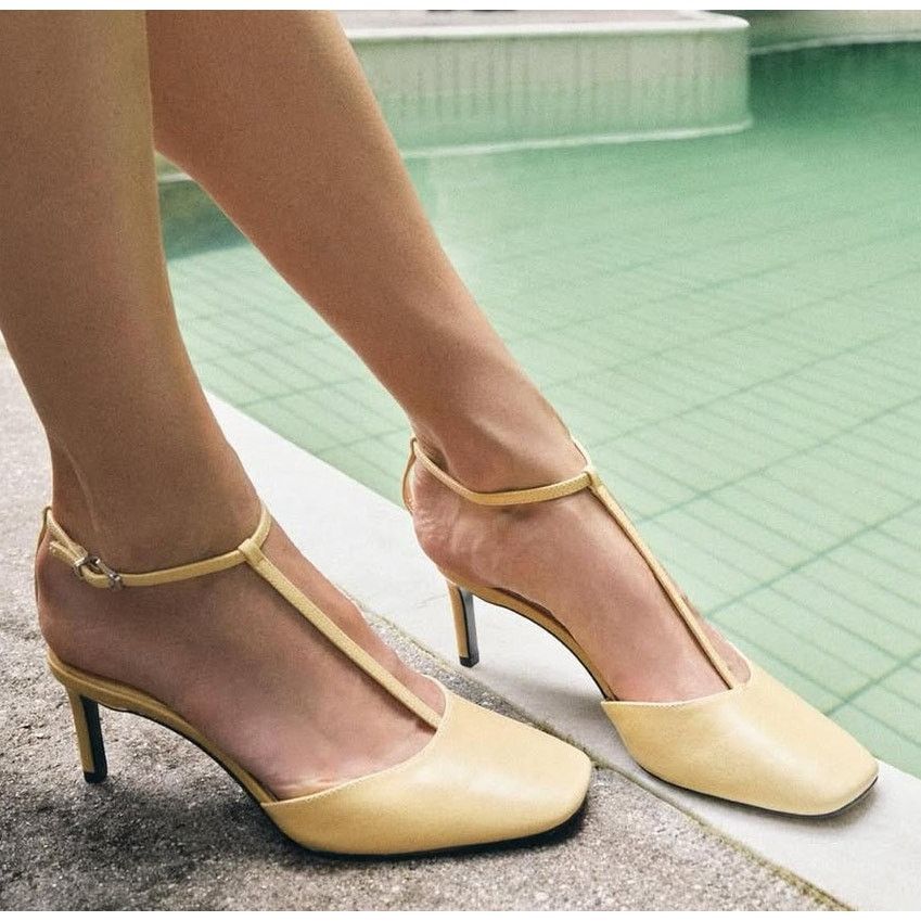 Zara ZARA Yellow Leather Heels NWT Size US 7.5 / IT 37.5 - 5 Thumbnail