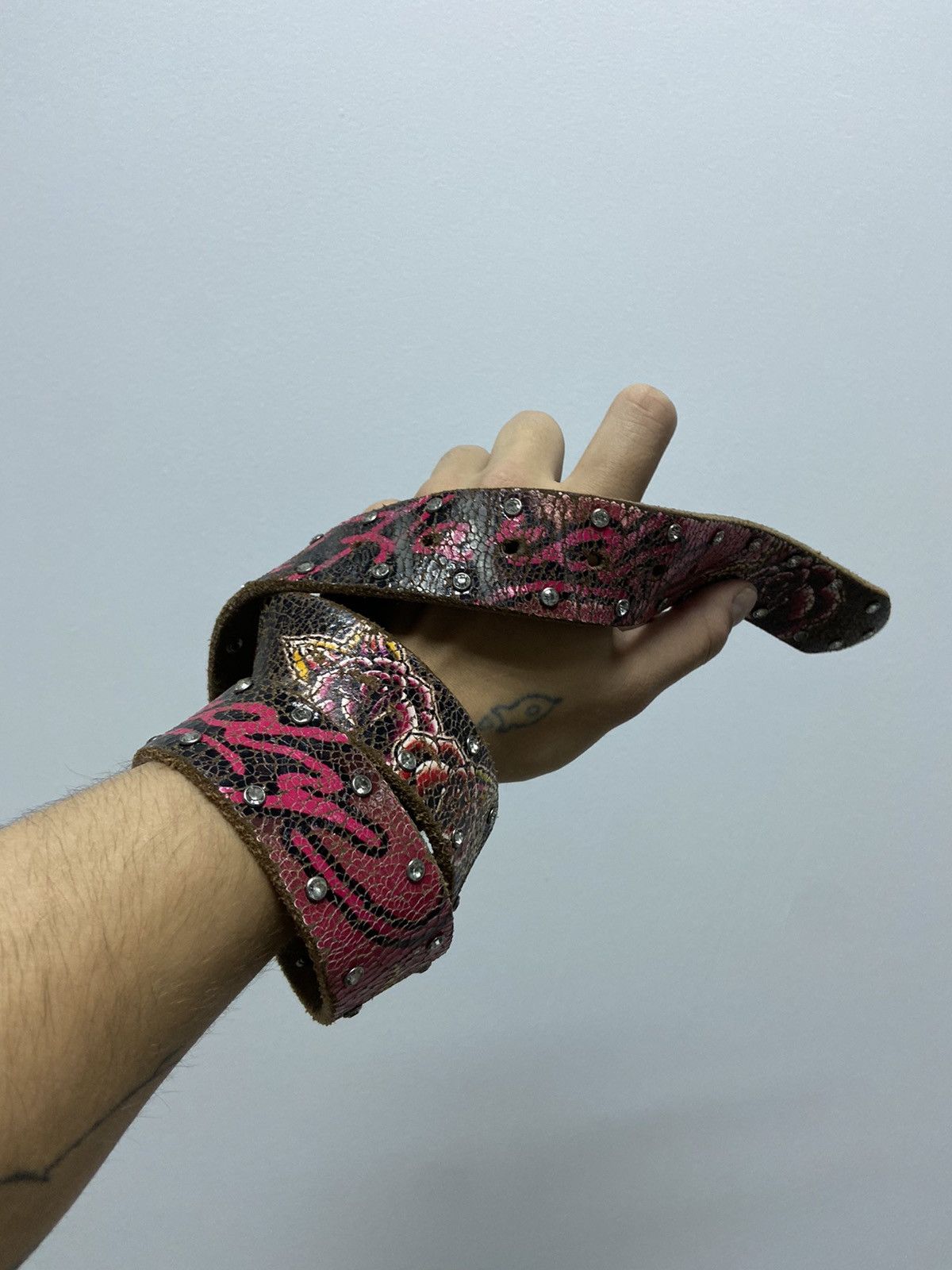 Ed Hardy × Vintage Ed Hardy Vintage All Print Belt Skull Tattoo Y2K leather Size ONE SIZE - 2 Thumbnail