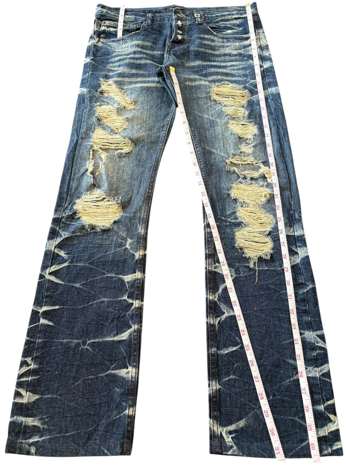 If Six Was Nine Vintage Japanese Brand Heavy Distress Bootcut Jeans Size 33" - 8 Thumbnail