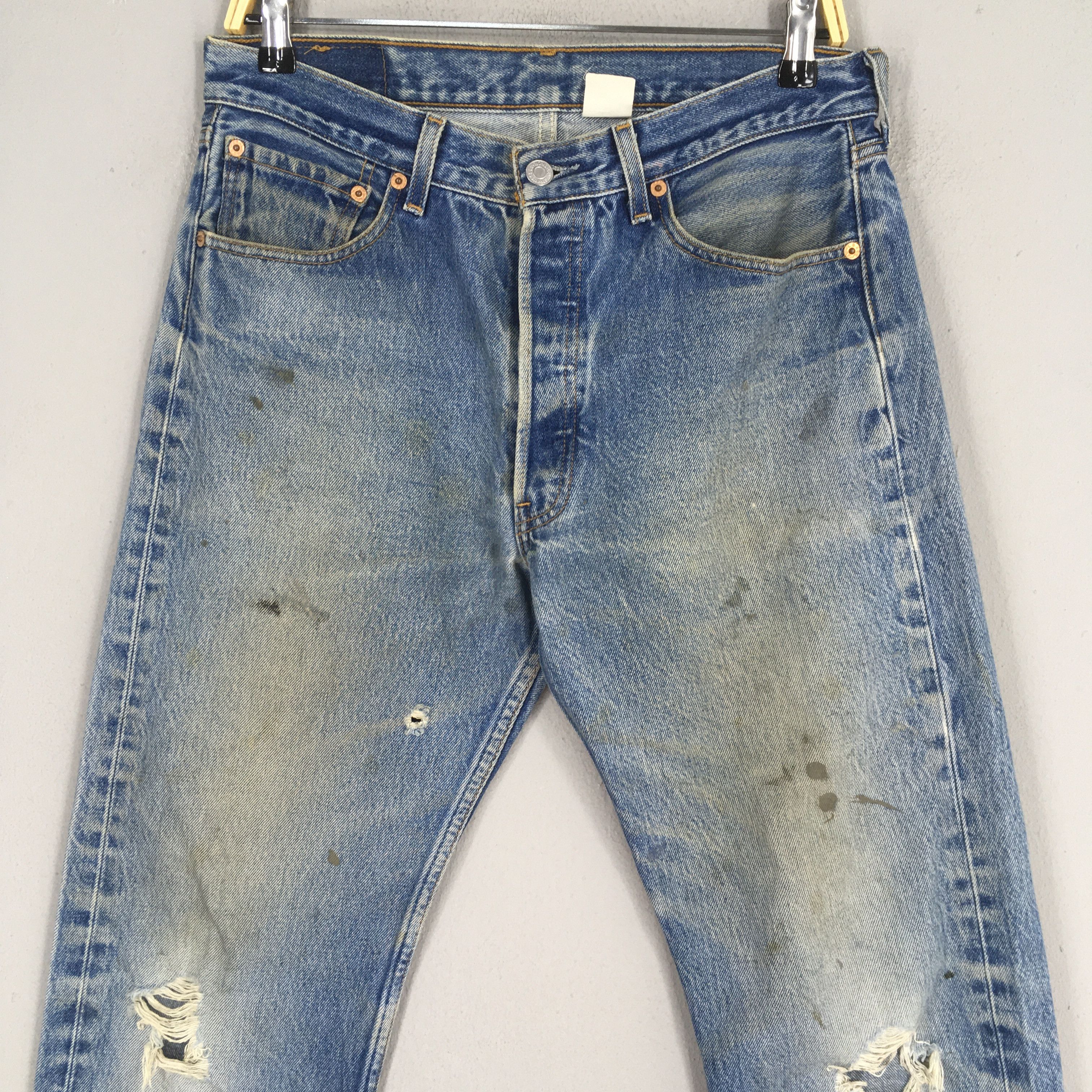 Levi's Size 30x30 Vintage 90s Levi's 501 Ripped Jeans S302 Size US 30 / EU 46 - 2 Thumbnail