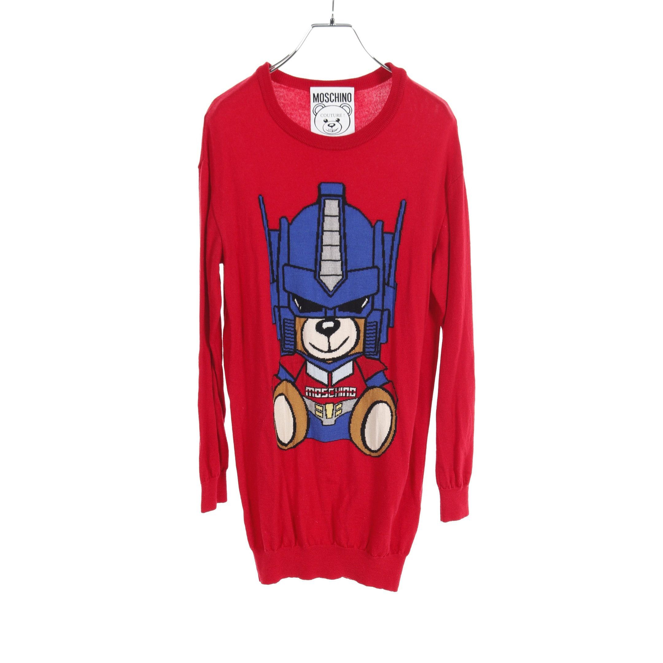 Moschino Moschino Transformers Bear Long Knit Wool Red Multicolor Size ONE SIZE - 1 Thumbnail