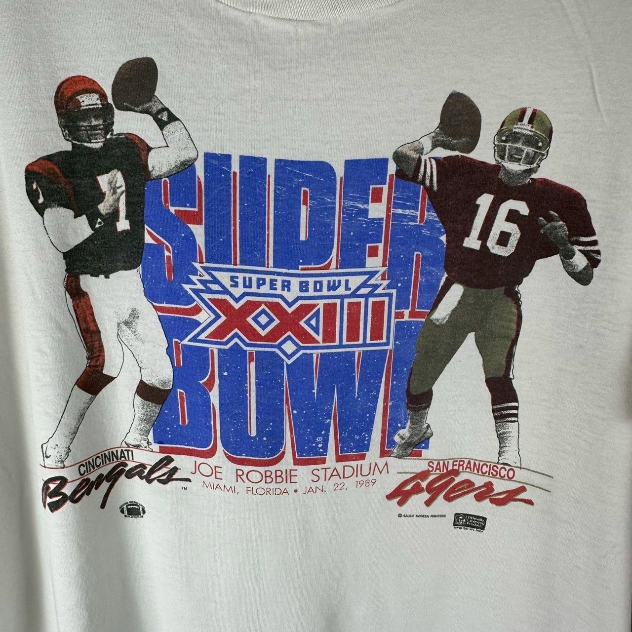 Vintage ​​​​Vintage 1989 NFL Super Bowl Bengals VS 49ers T-shirt Size US XL / EU 56 / 4 - 2 Thumbnail