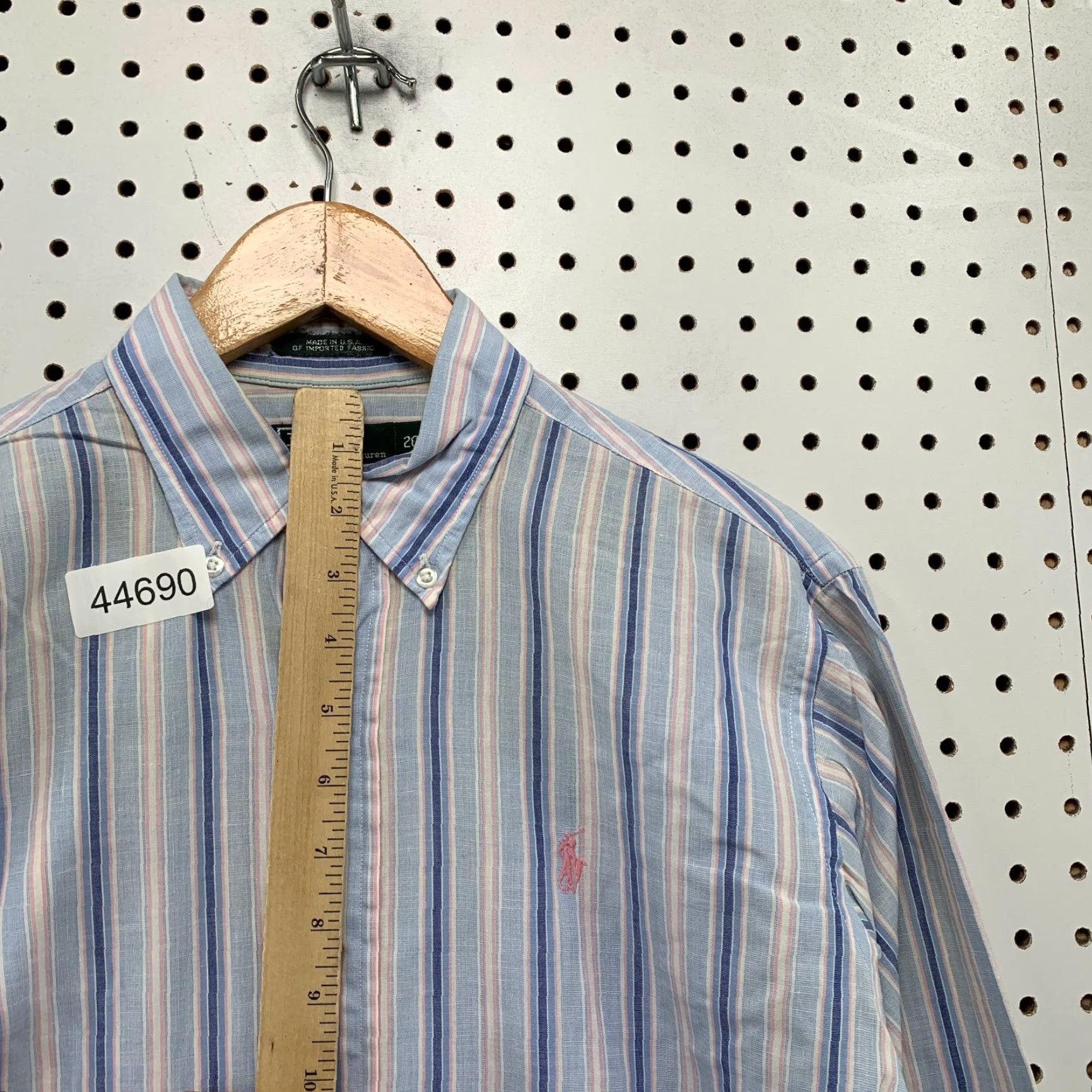 Polo Ralph Lauren VINTAGE Polo Ralph Lauren Button Shirt Men 20 Fits Medium Blue Stripped Made USA Size US M / EU 48-50 / 2 - 6 Thumbnail