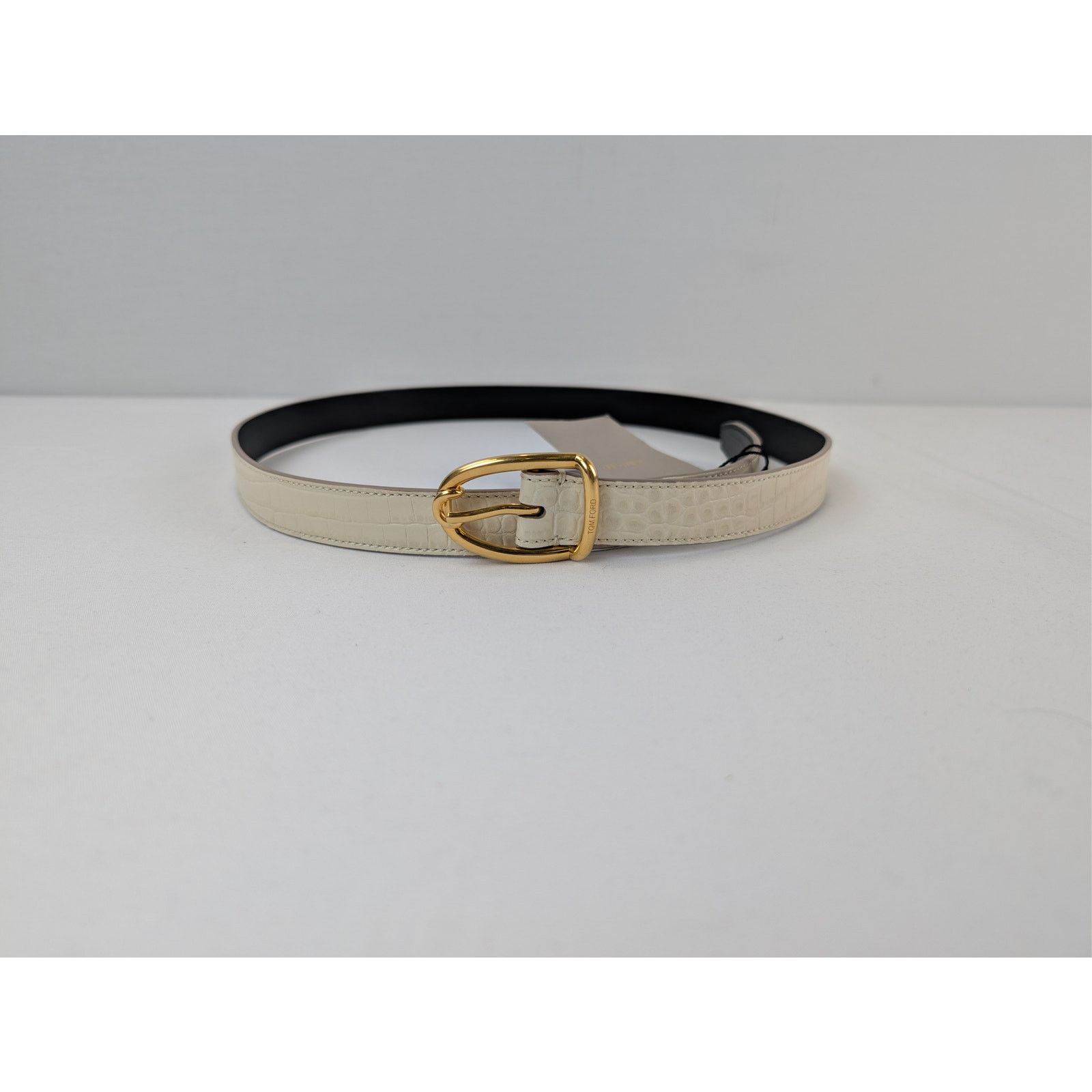 Tom Ford o1rshd1 Size: 95 / Croc Effect Leather Belt in Ivory Size 38 - 1 Thumbnail