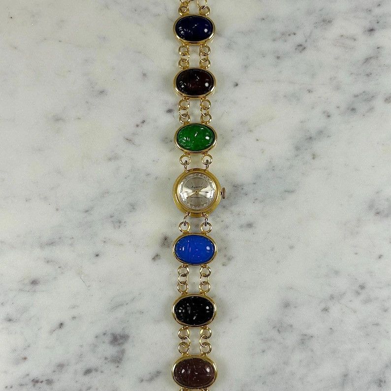 Other Vintage 1980s Majestine Swiss Made Gold Tone Scarab Watch Size ONE SIZE - 3 Thumbnail