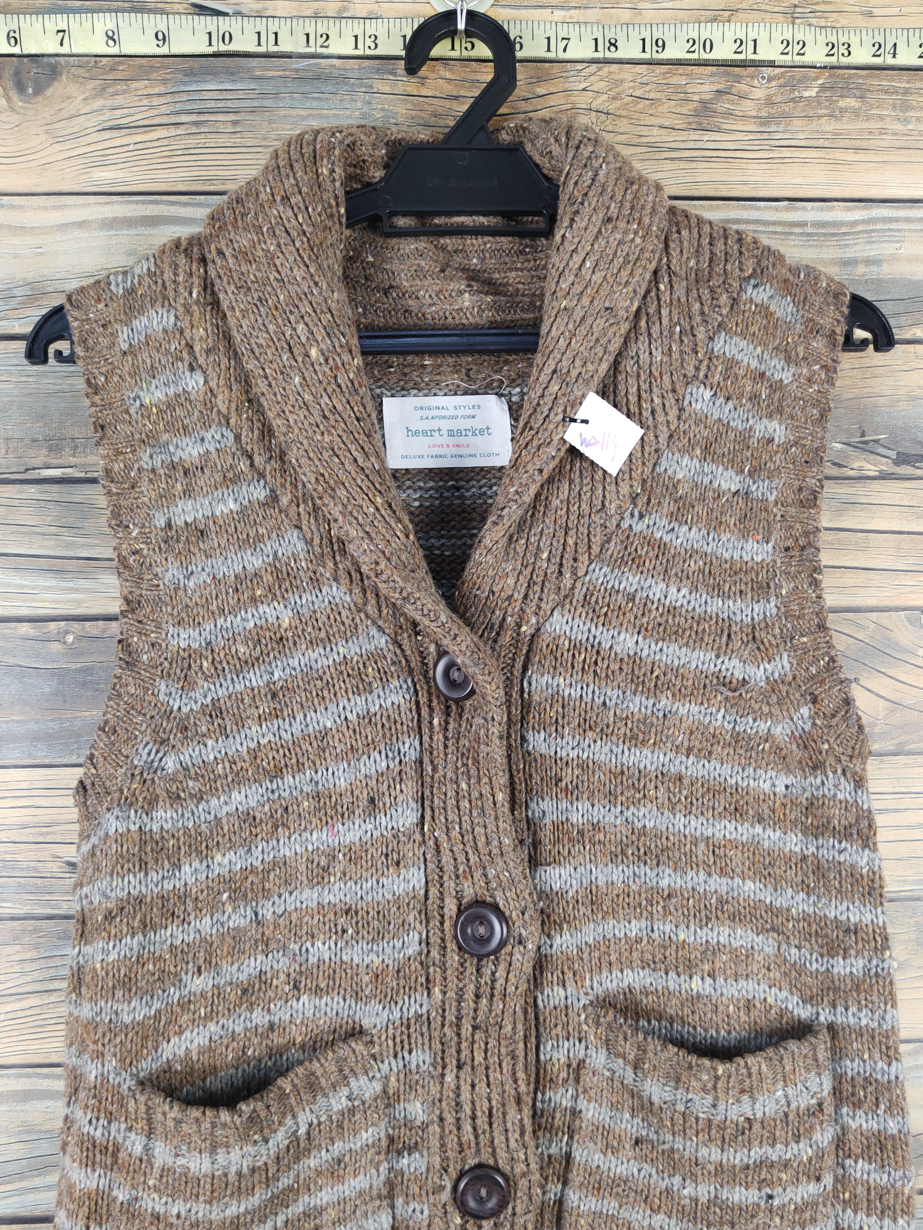 Japanese Brand Heart Market Brown Knitwear Vests #W2114 Size S / US 4 / IT 40 - 2 Thumbnail