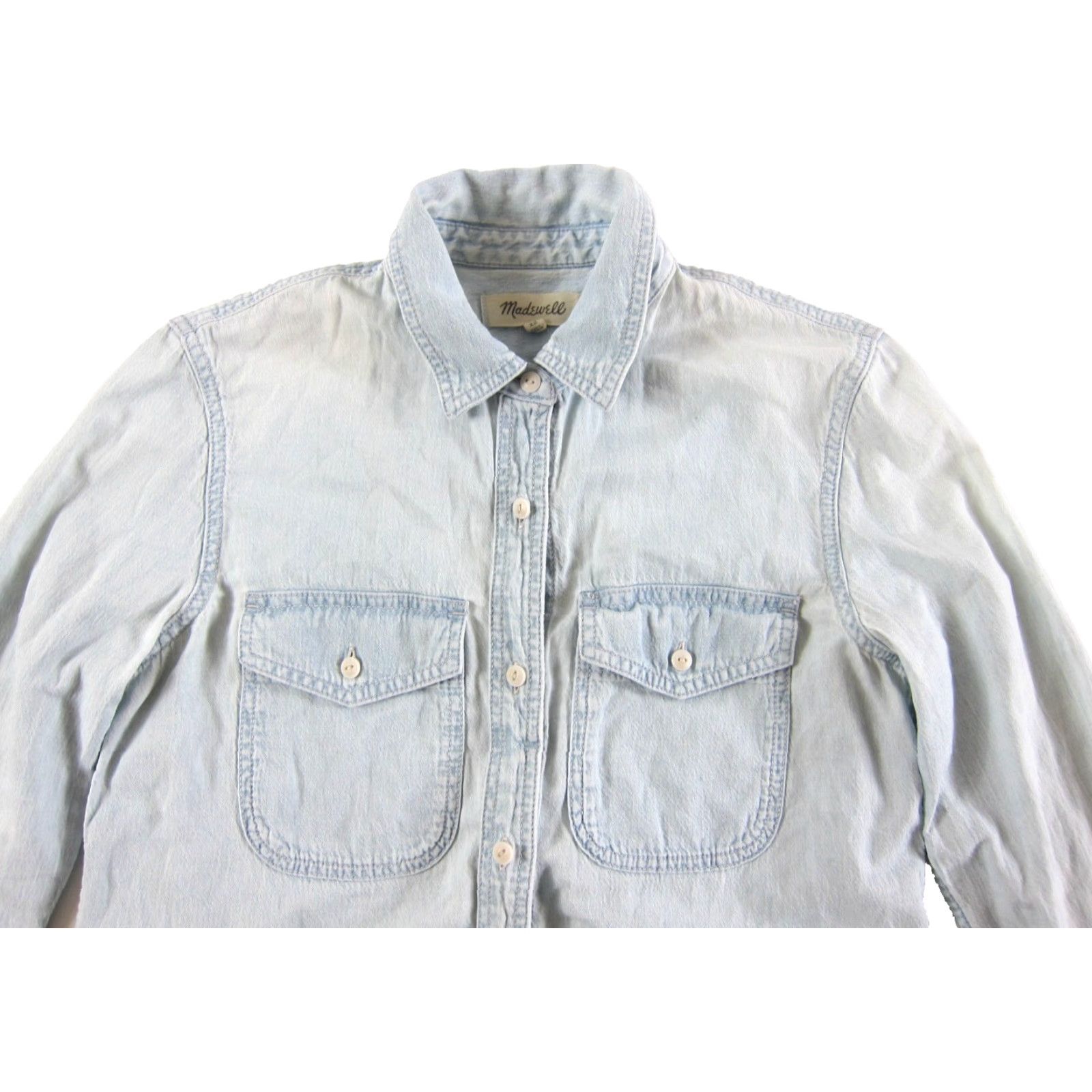 Madewell Madewell Shirt Denim Button-Up Collared Long Sleeve Cotton 100% XS Blue Womens Size XS / US 0-2 / IT 36-38 - 5 Thumbnail