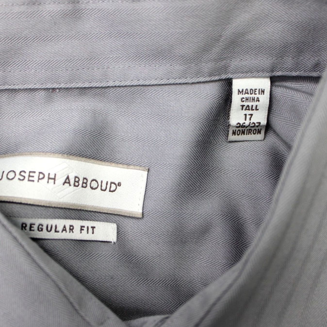 Joseph Abboud Joseph Abboud Shirt Mens 17, 36/37 Tall Gray Non-Iron Regular Fit Long Sleeve Size US XL / EU 56 / 4 - 6 Thumbnail