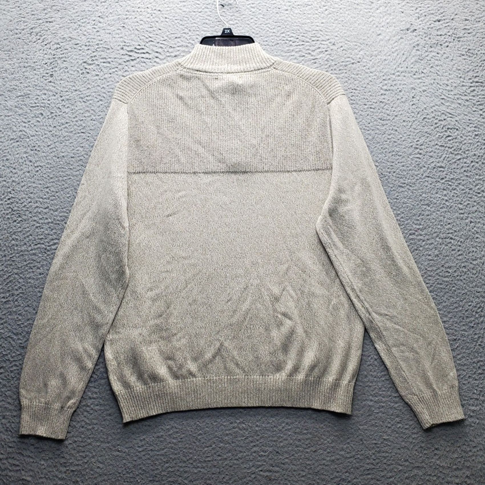 Club Room Club Room Mens XL Sweater Knit Mock Neck 1/4 Button Brown Wool-Free Timberwolf Marled Crew Casual/Travel Size US XL / EU 56 / 4 - 2 Thumbnail