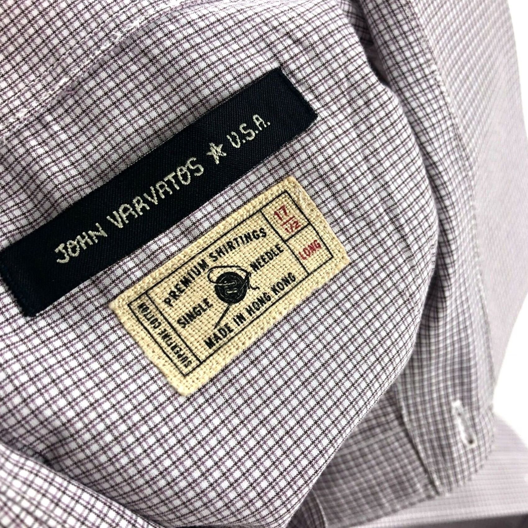 John Varvatos John Varvatos Dress Shirt Gray Long Sleeve Button Front 17.5 Mens Regular Size Check Pattern Shirt Size 48R - 8 Thumbnail