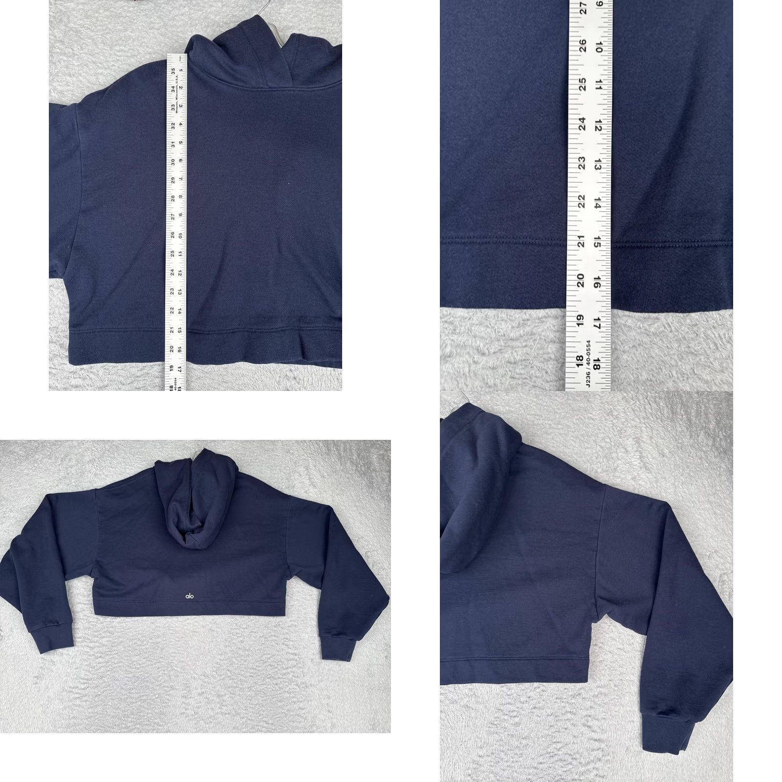 Alo ALO Yoga Hoodie Women's Large Blue Cropped Pullover Logo Sweatshirt Size L / US 10 / IT 46 - 8 Thumbnail