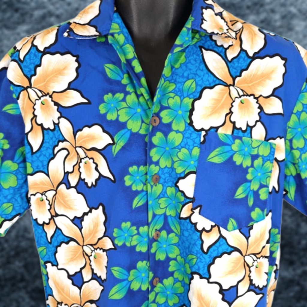 Vintage Honu Bay Hawaiian Shirt Mens Small Blue All Over Print Camp Aloha Tiki Shirt Size US S / EU 44-46 / 1 - 1 Thumbnail