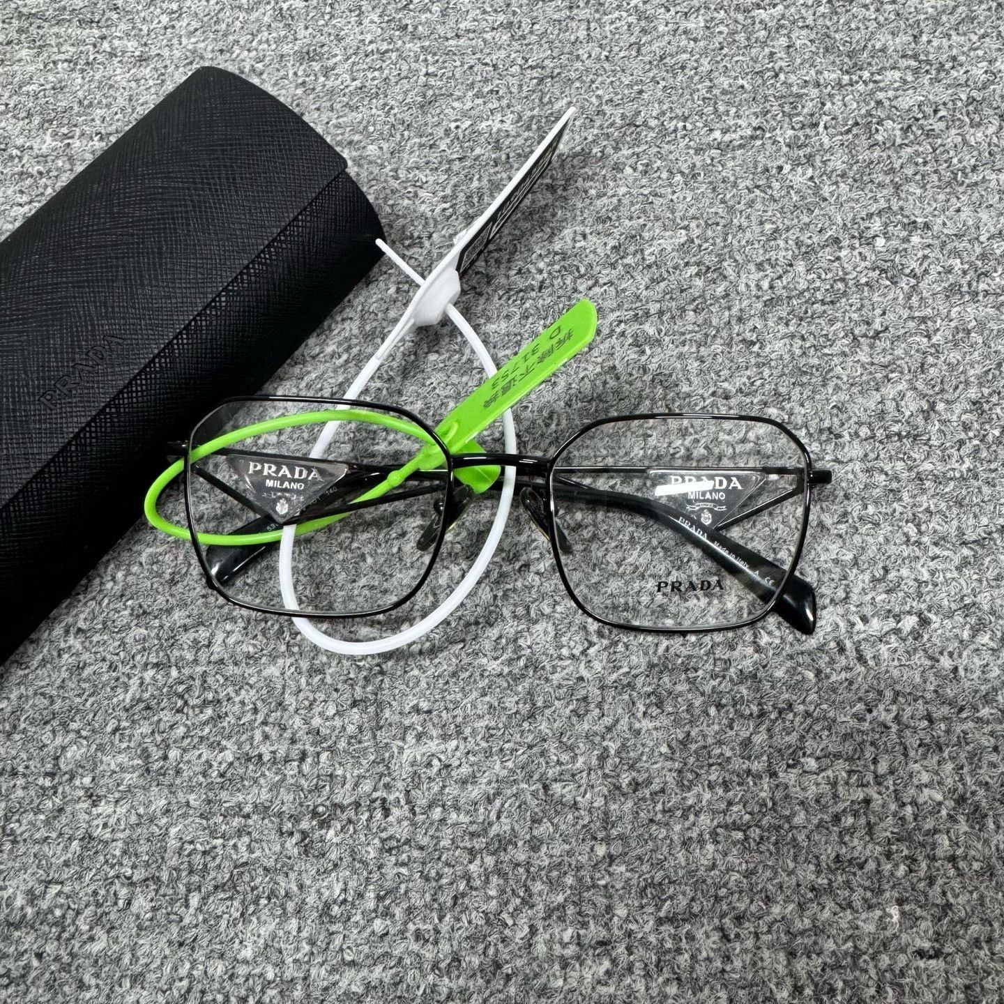 Prada Prada Triangle Logo Black Eyeglass Frame Size ONE SIZE - 1 Thumbnail