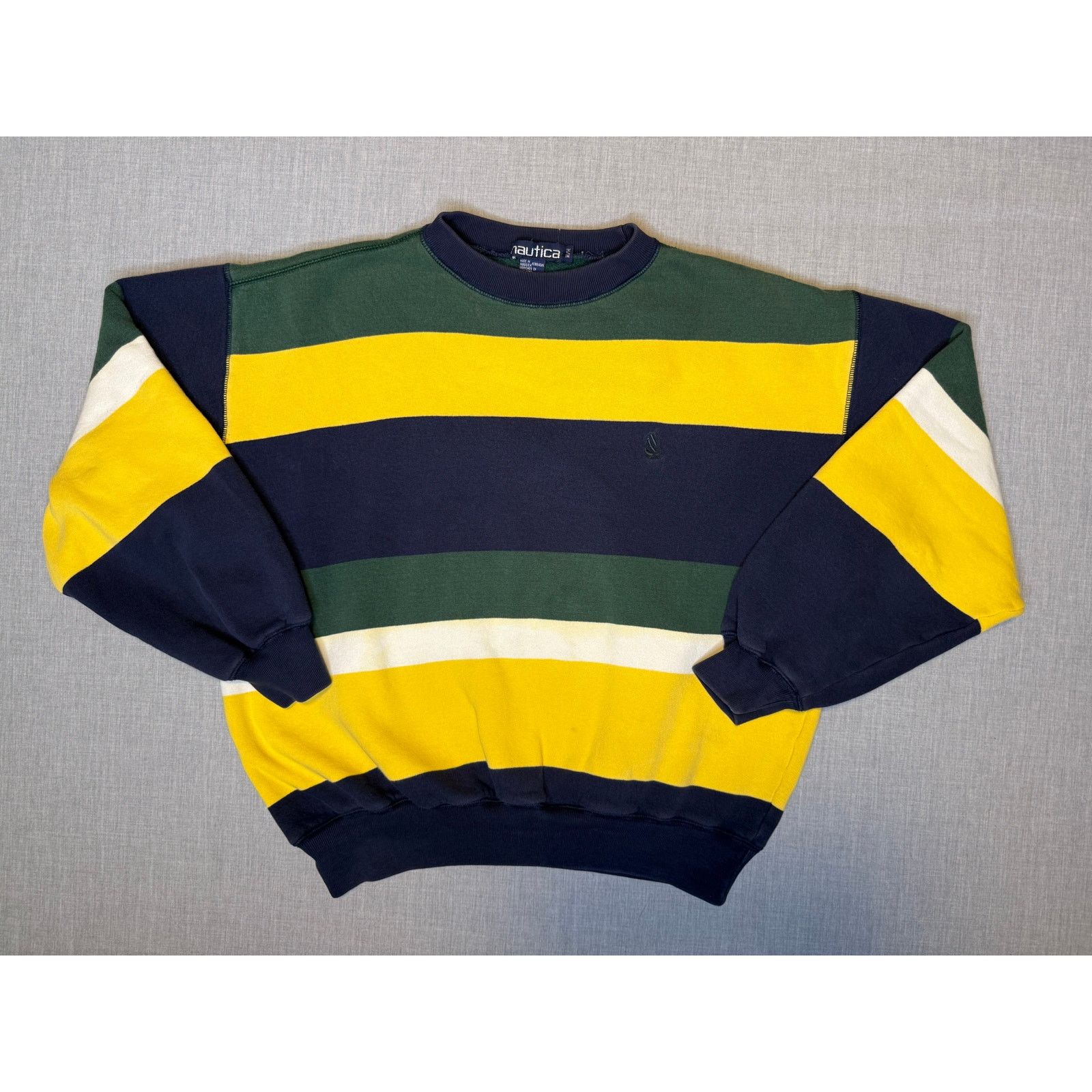 Nautica × Vintage Vintage 90s Nautica Striped Crewneck Sweatshirt Medium Size US M / EU 48-50 / 2 - 1 Thumbnail