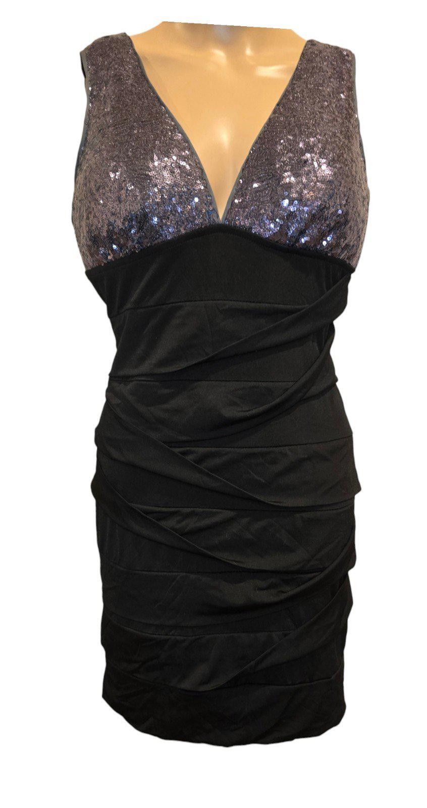 Designer Stunning Black Cocktail Dress with Sequin Detail Size XL / US 12-14 / IT 48-50 - 1 Thumbnail