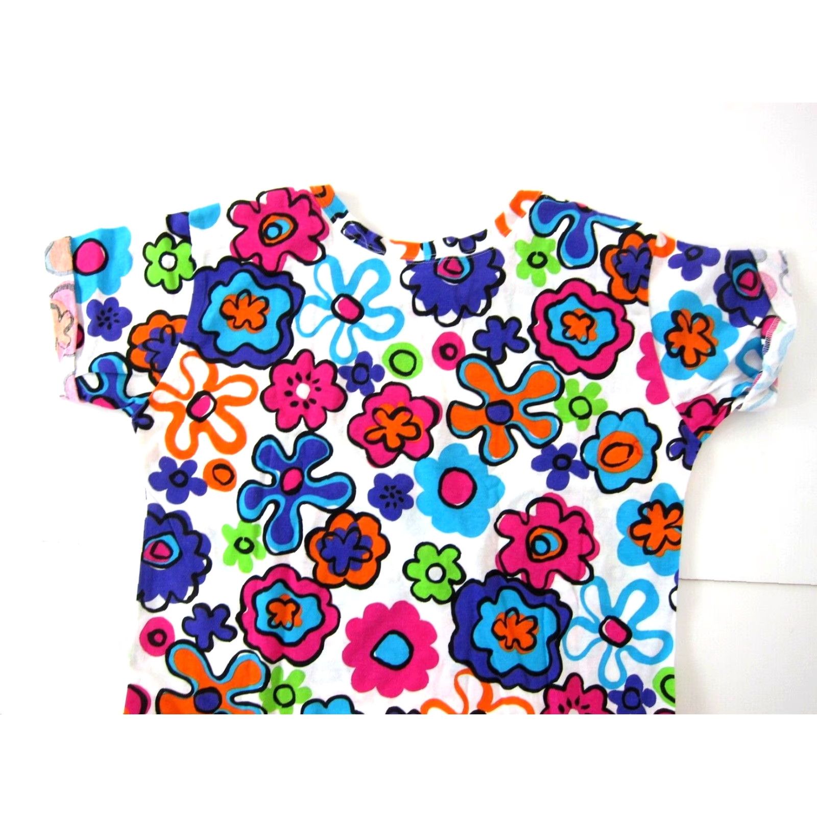 Pinko VINTAGE Earthquake Of San Francisco Cotton Pink Blue Green Floral T-Shirt Smock Dress M Size M / US 6-8 / IT 42-44 - 5 Thumbnail