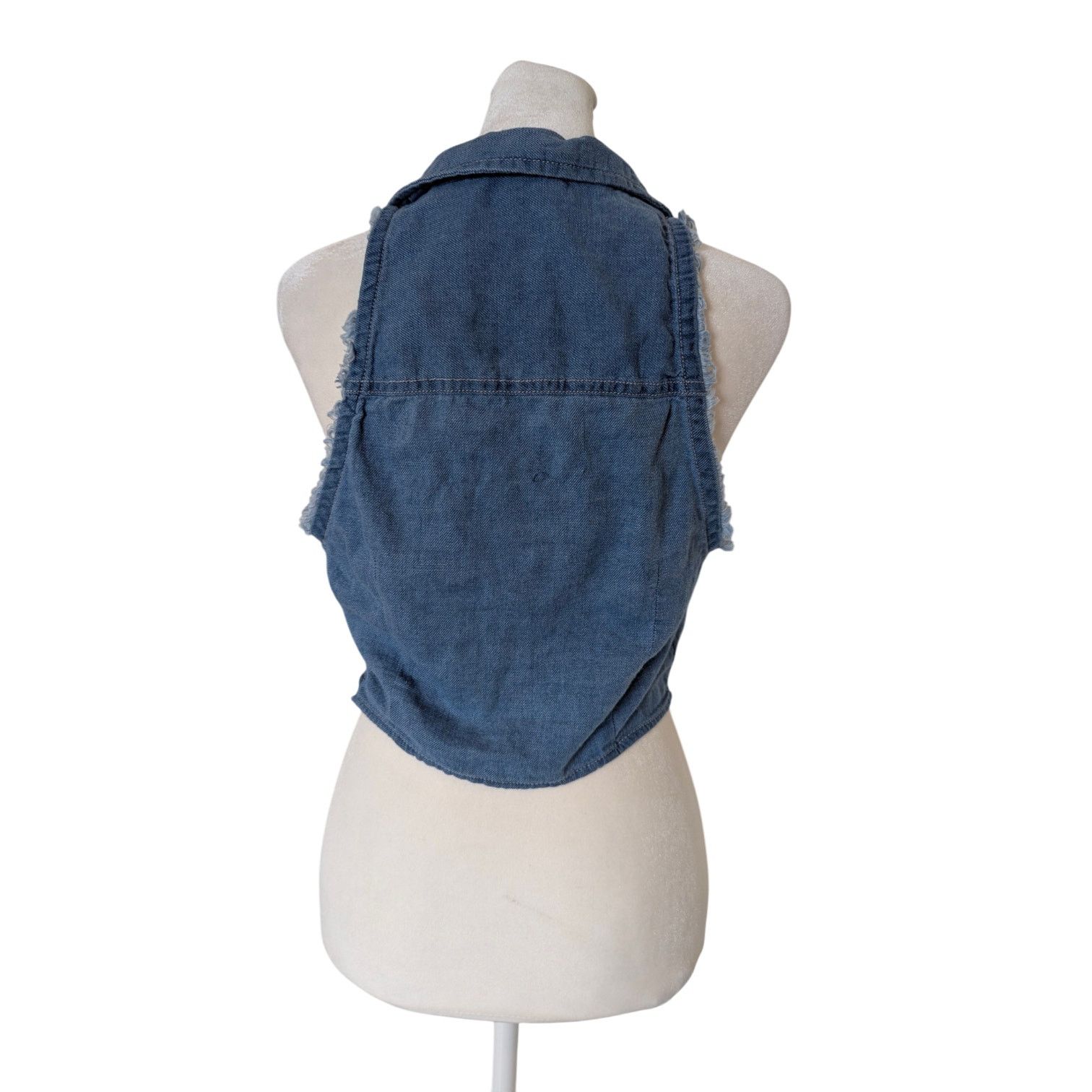 Anthropologie Anthropologie PILCRO Distressed Denim Ruched Top Sz 12 Size L / US 10 / IT 46 - 4 Thumbnail