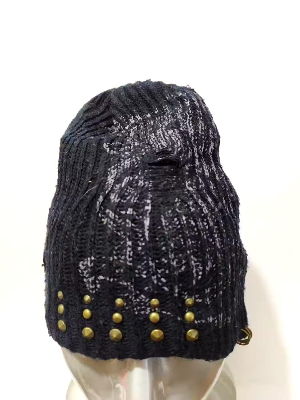 Handmade Unknown Skull Distressed Beanie Punk Bondage Studded Hats Size ONE SIZE - 2 Thumbnail