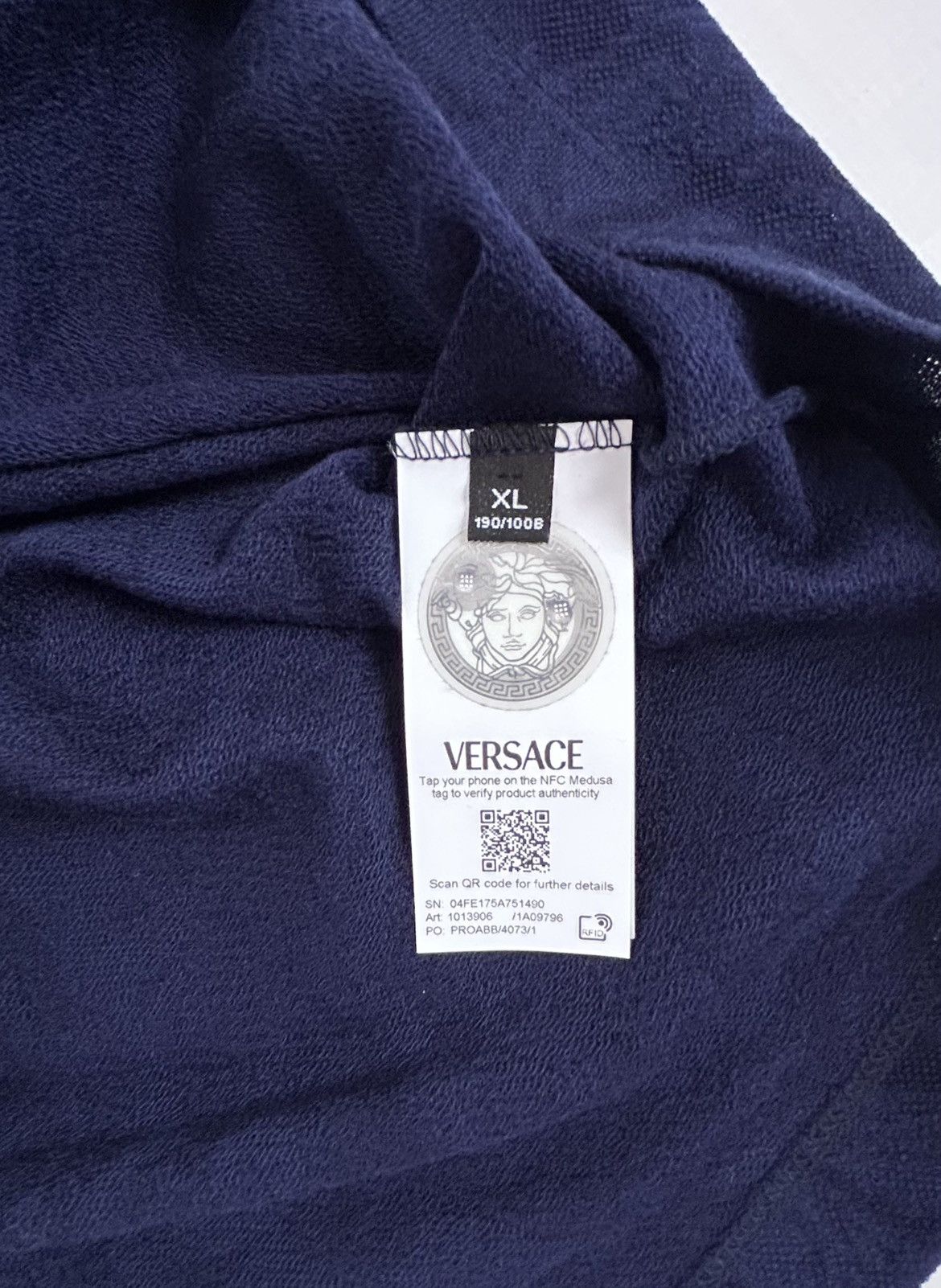 Versace Versace Barocco Jacquard pique Polo Navy Blue XL Italy Size US XL / EU 56 / 4 - 5 Thumbnail