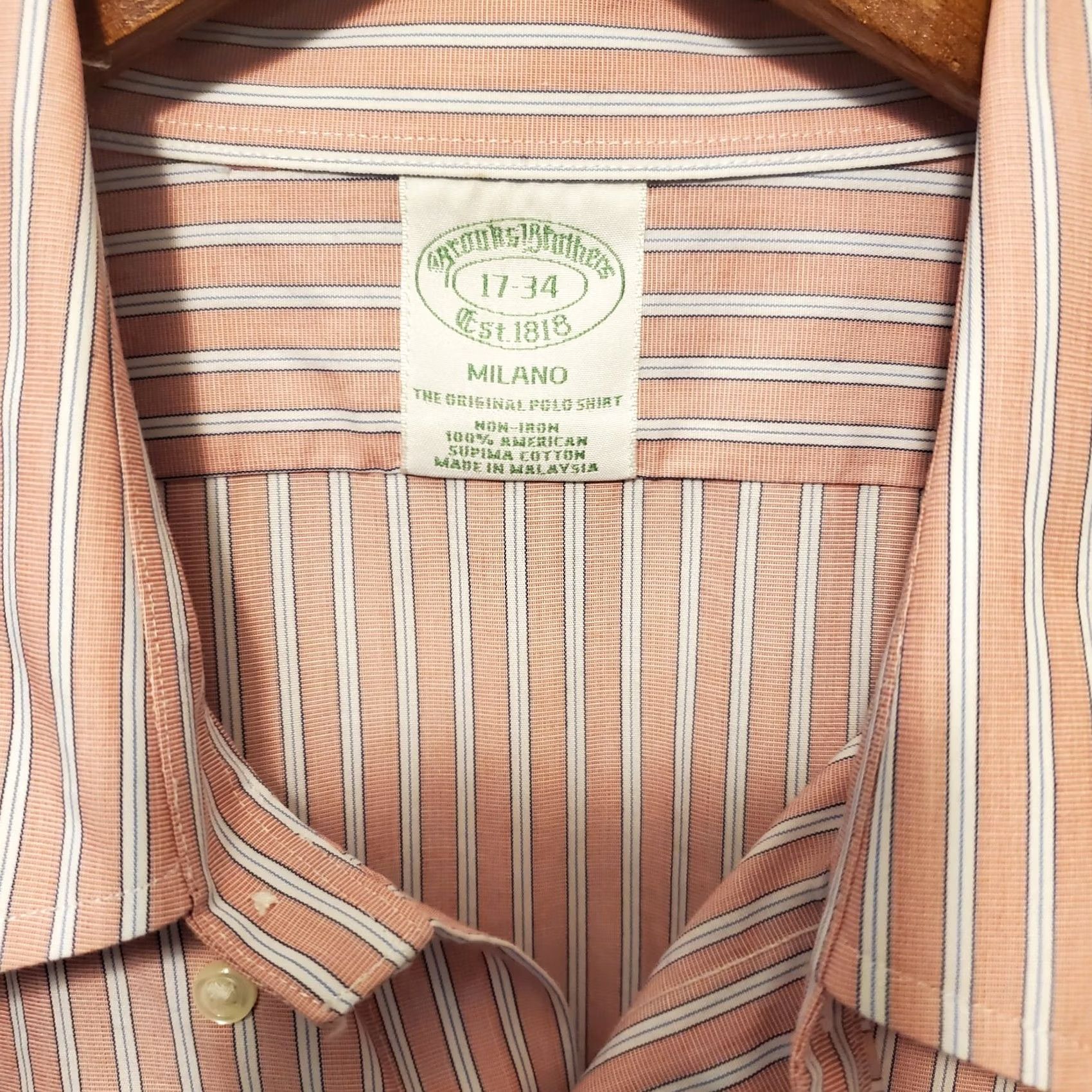 Brooks Brothers VINTAGE Brooks Brothers Original Polo Shirt Men Shirt Adult Regular Chest 46 in Pink Blue White Stripe Oxford Cotton Classic Preppy Shirt Mens Size US XL / EU 56 / 4 - 3 Thumbnail