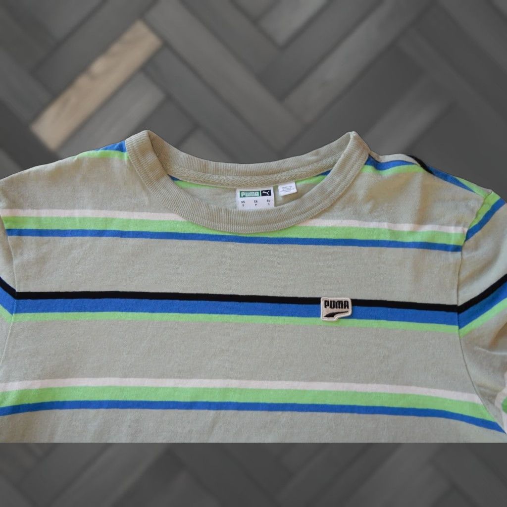 Puma VINTAGE PUMA Men’s Short Sleeve T-Shirt Size S Beige Striped Casual Size US S / EU 44-46 / 1 - 1 Thumbnail