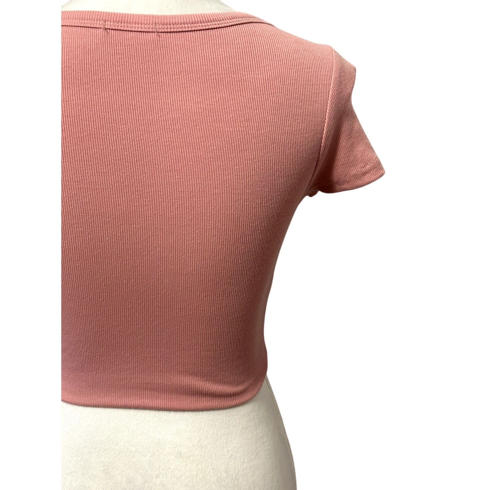 Other Better Be Crop Sweater Ribbed Knit Button-Down Taupe Pink S Size S / US 4 / IT 40 - 6 Thumbnail
