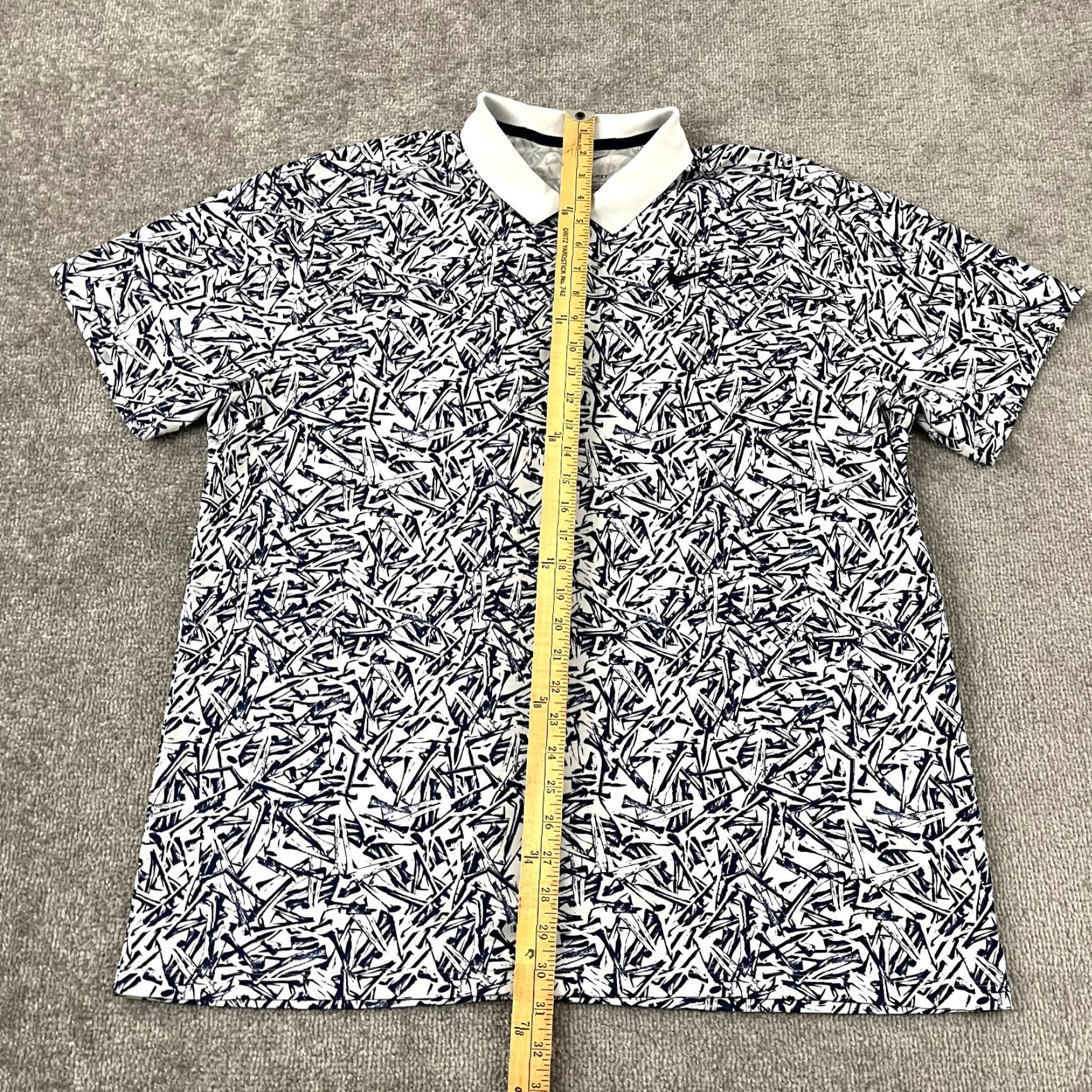 Nike NIKE Polo Shirt Mens XL White Blue Tee Print Victory All Over Golf Stretch Sport Polo Mens XL White Blue Victory All Over Golf Stretch Nike Shirt Size US XL / EU 56 / 4 - 4 Thumbnail
