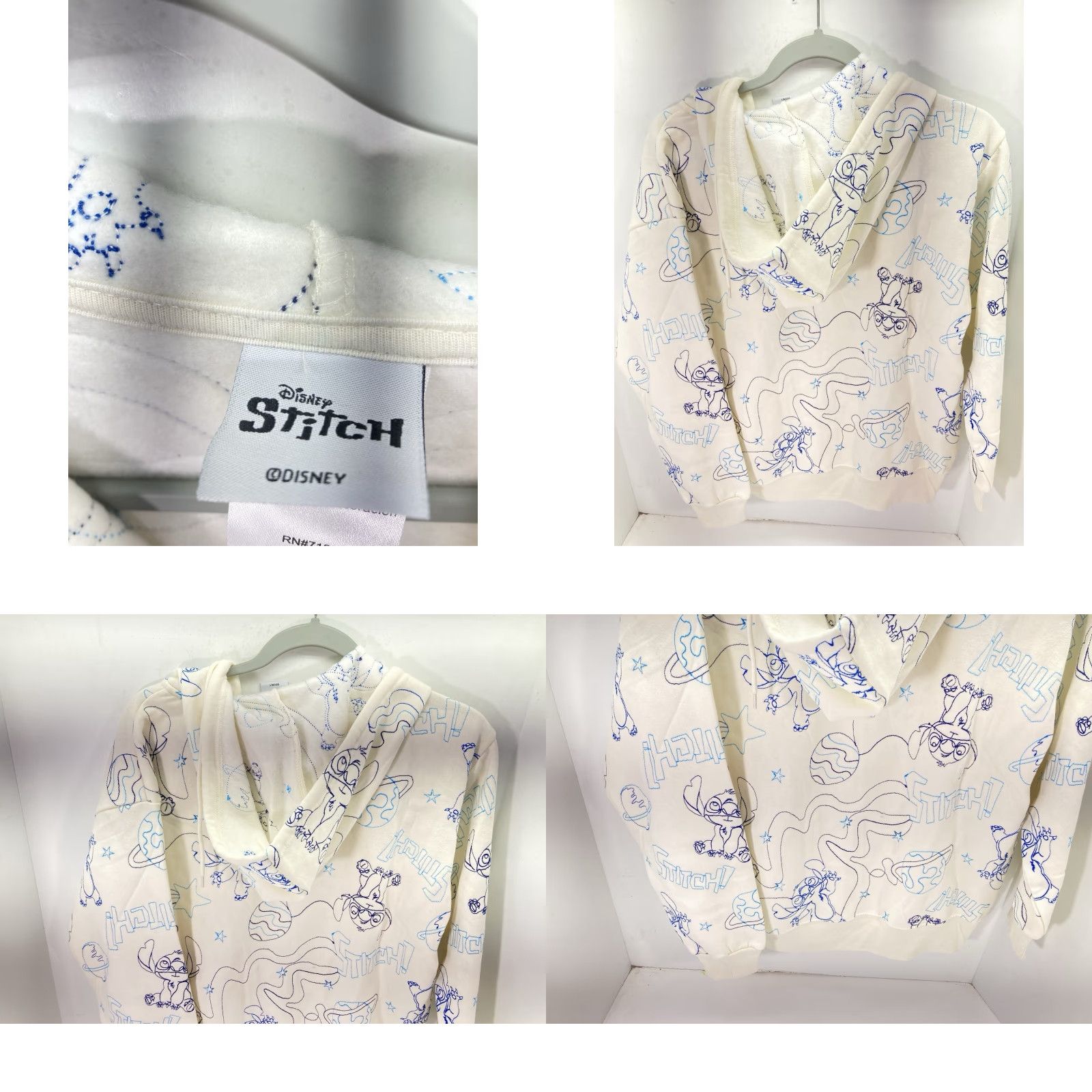 Disney Disney Stitch Hoodie Sweatshirt Women XS Ivory Full Zip AOP Embroidered NWT Size XS / US 0-2 / IT 36-38 - 8 Thumbnail