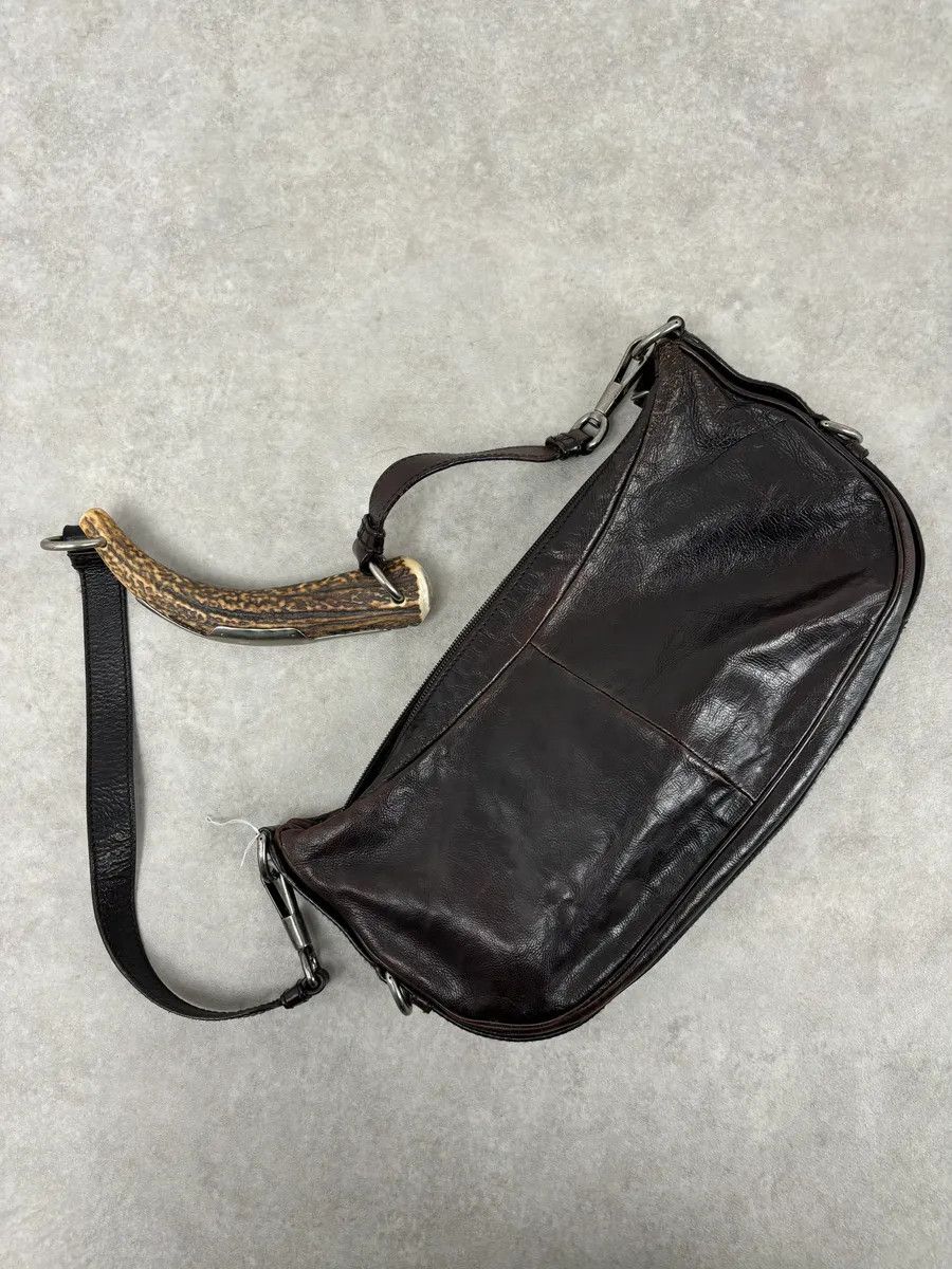 Yves Saint Laurent 2000s Yves Saint Laurent Mombasa Organic Horn Brown Leather Crossbody Bag Size ONE SIZE - 11 Thumbnail