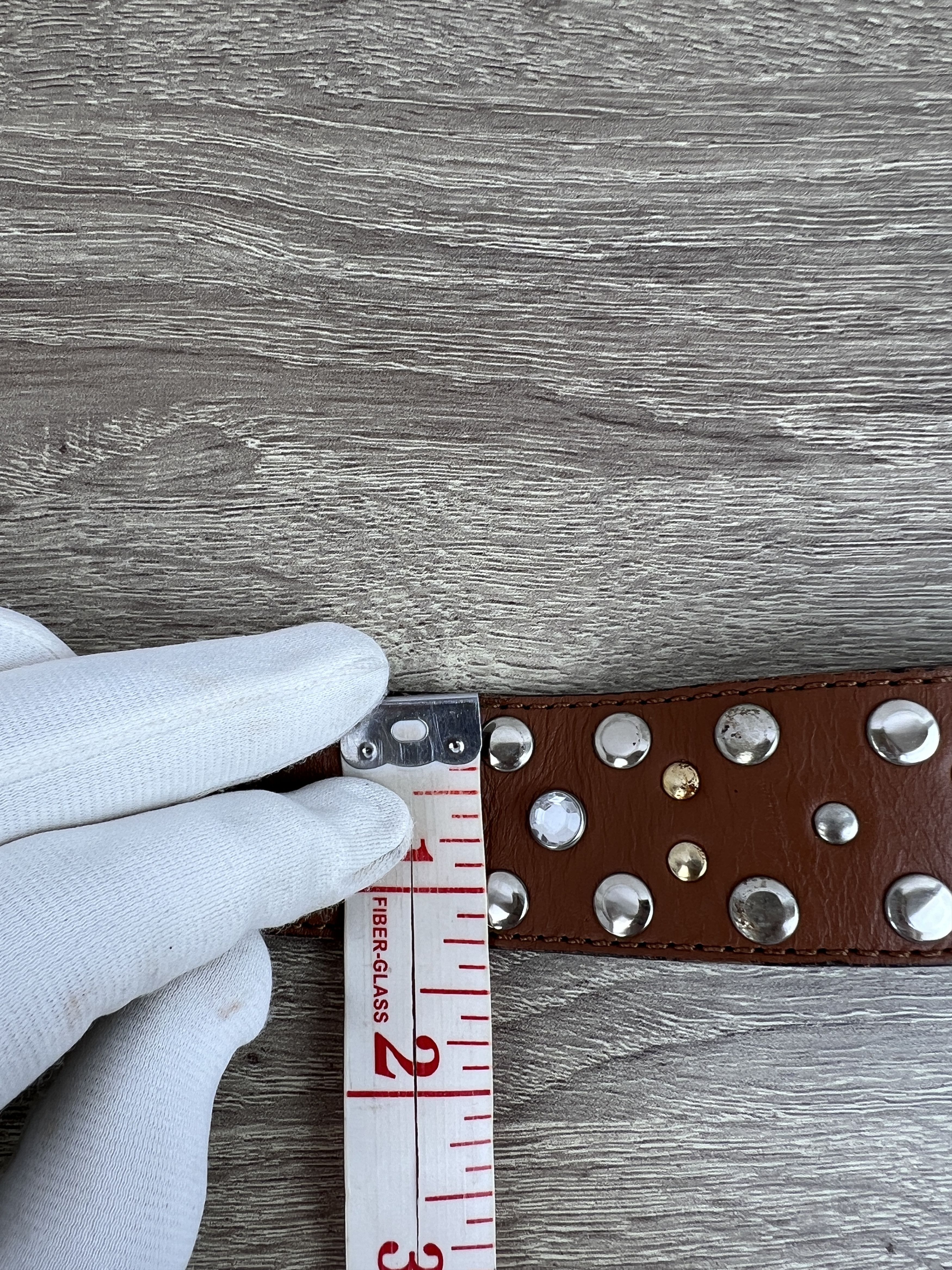 Vintage Y2K Heavy Studded Rhinestones Leather Belt Like BB Simons Size ONE SIZE - 15 Thumbnail