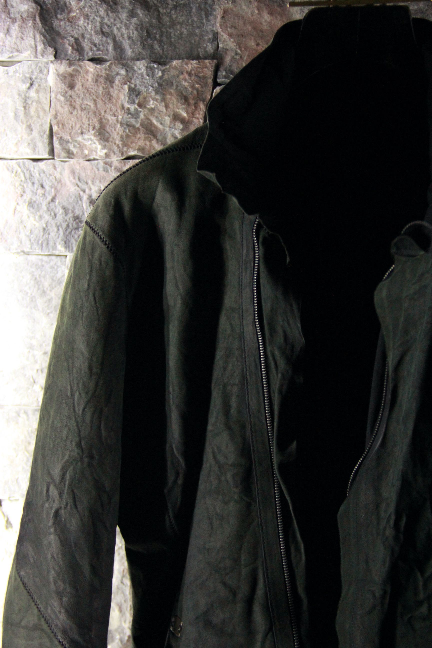 Isaac Sellam Experience Dark Green Nubuck Bauhaus Down Jacket Size US L / EU 52-54 / 3 - 3 Thumbnail