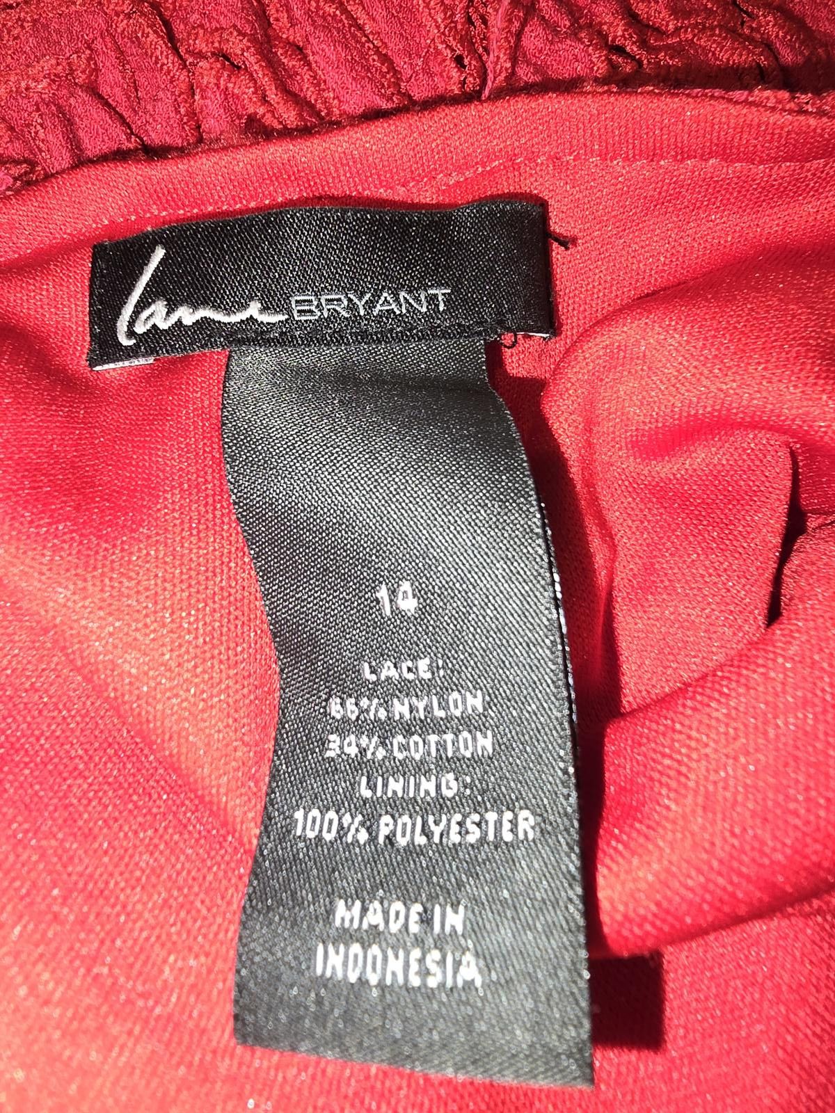 Designer Lane Bryant Stylish Red Lace Sleeveless Top Size XL / US 12-14 / IT 48-50 - 4 Thumbnail