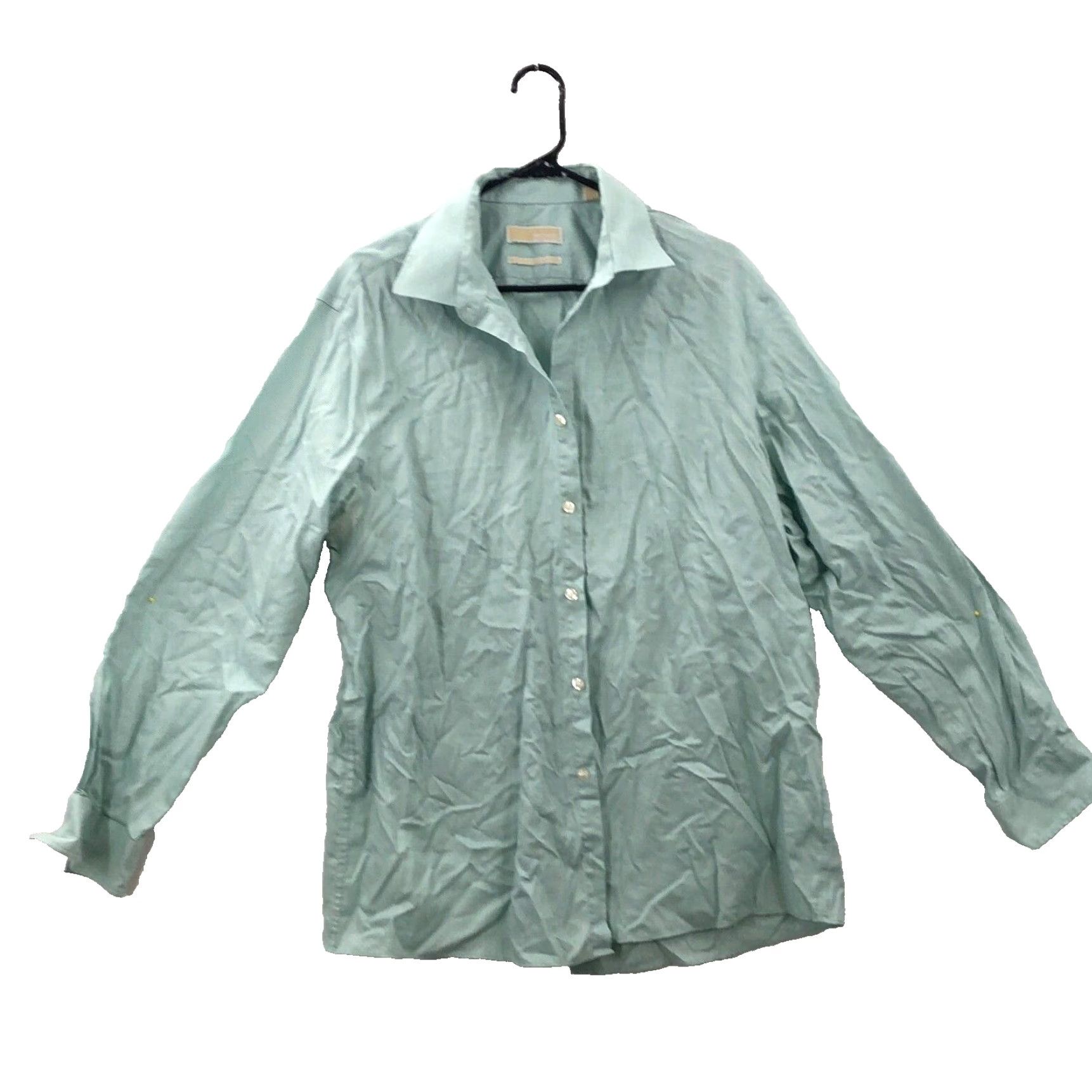 Michael Kors Michael Kors Mens Blue Regular Fit Dress Shirt Sz 17-34/35 Collared Long Sleeve Button Closure Solid Cotton Shirt Mens Casual 90s? Size 46R - 2 Thumbnail