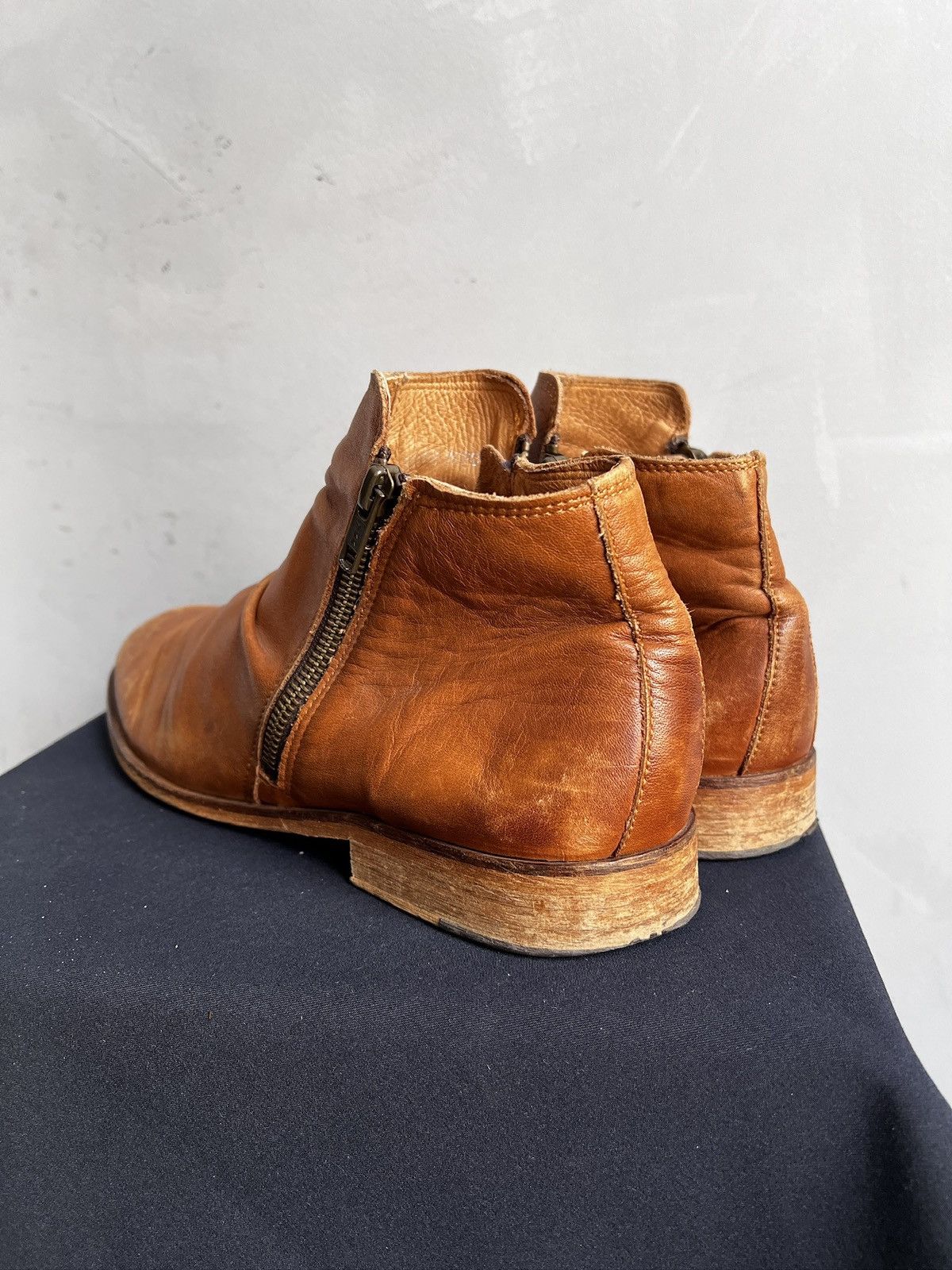 Other Orange Leather Ankle Boots Side guidi style Vintage Look Size US 9 / EU 42 - 7 Thumbnail