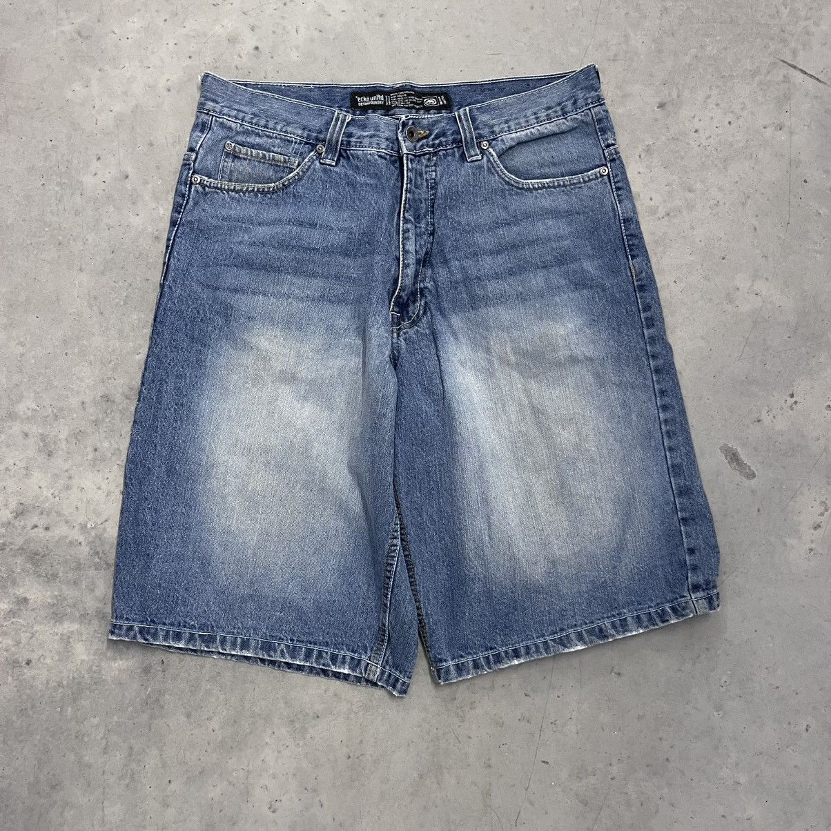 Ecko Unltd. × Vintage Y2K Ecko Unltd Striped Embroidered Shorts Rare Baggy Jorts Size US 36 / EU 52 - 3 Thumbnail