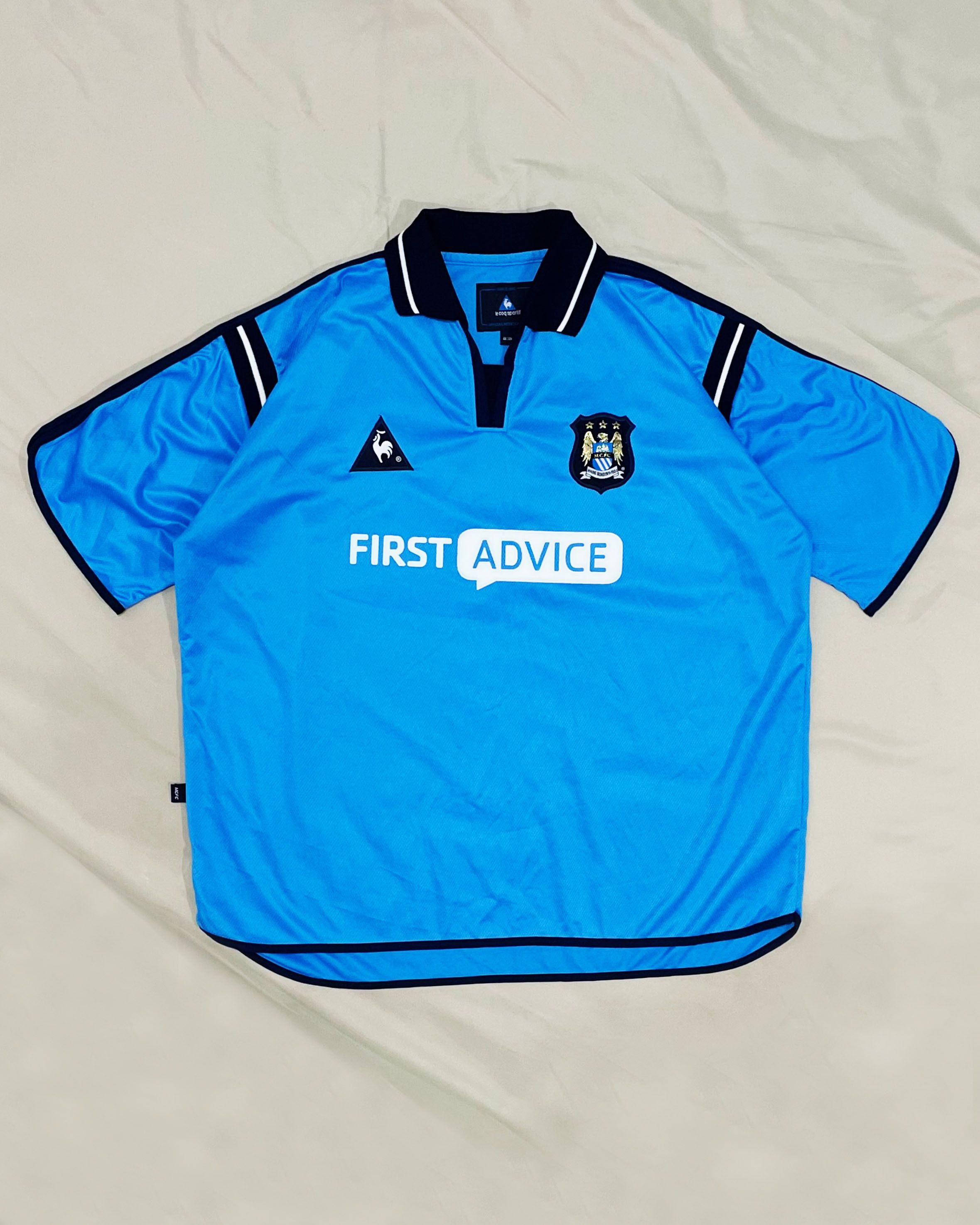 Le Coq Sportif MANCHESTER CITY HOME FOOTBALL SHIRT 1999 SOCCER JERSEY Sz M