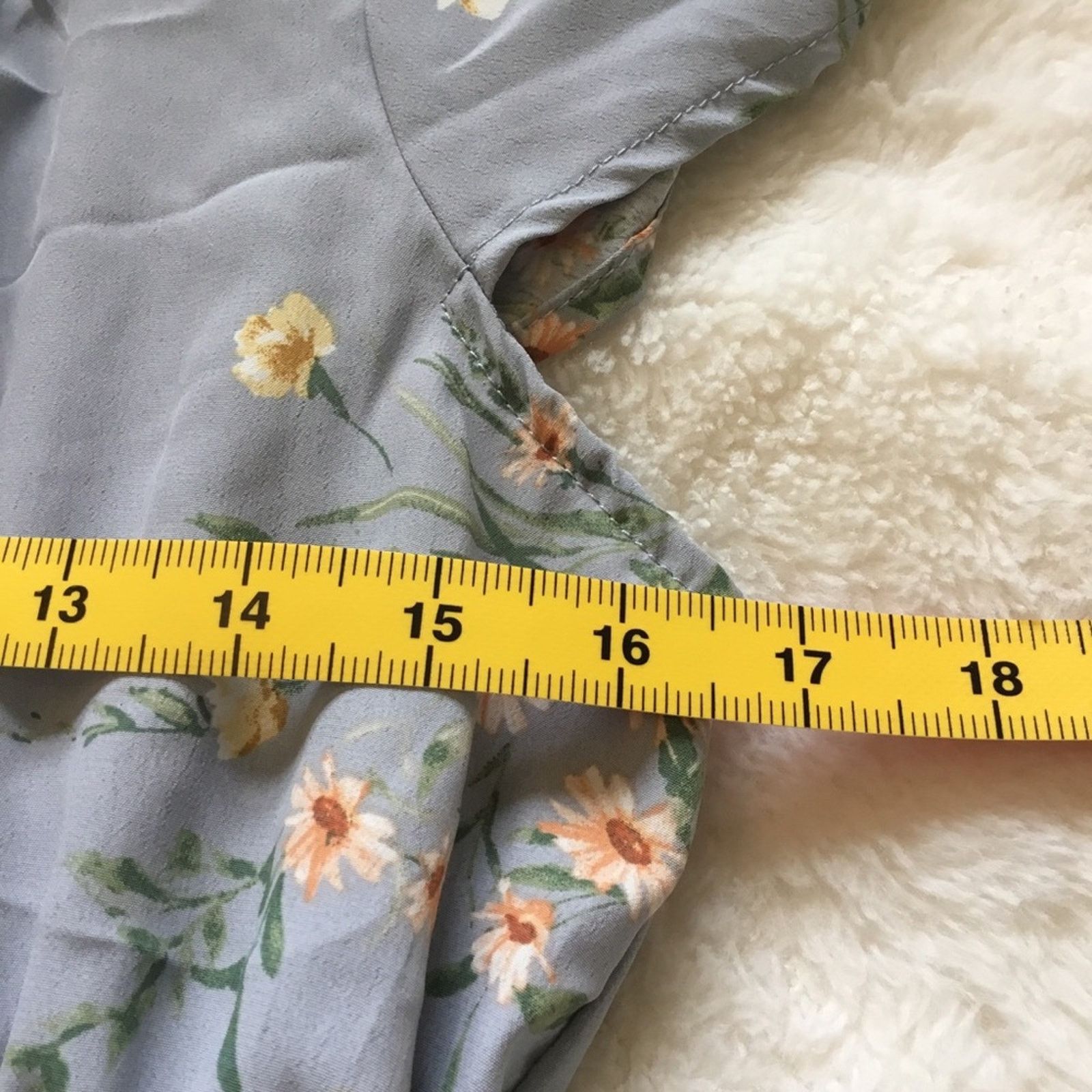 Other Pink Rose Blue Floral Smocked Waist Flutter Sleeve Dress Size L / US 10 / IT 46 - 11 Thumbnail
