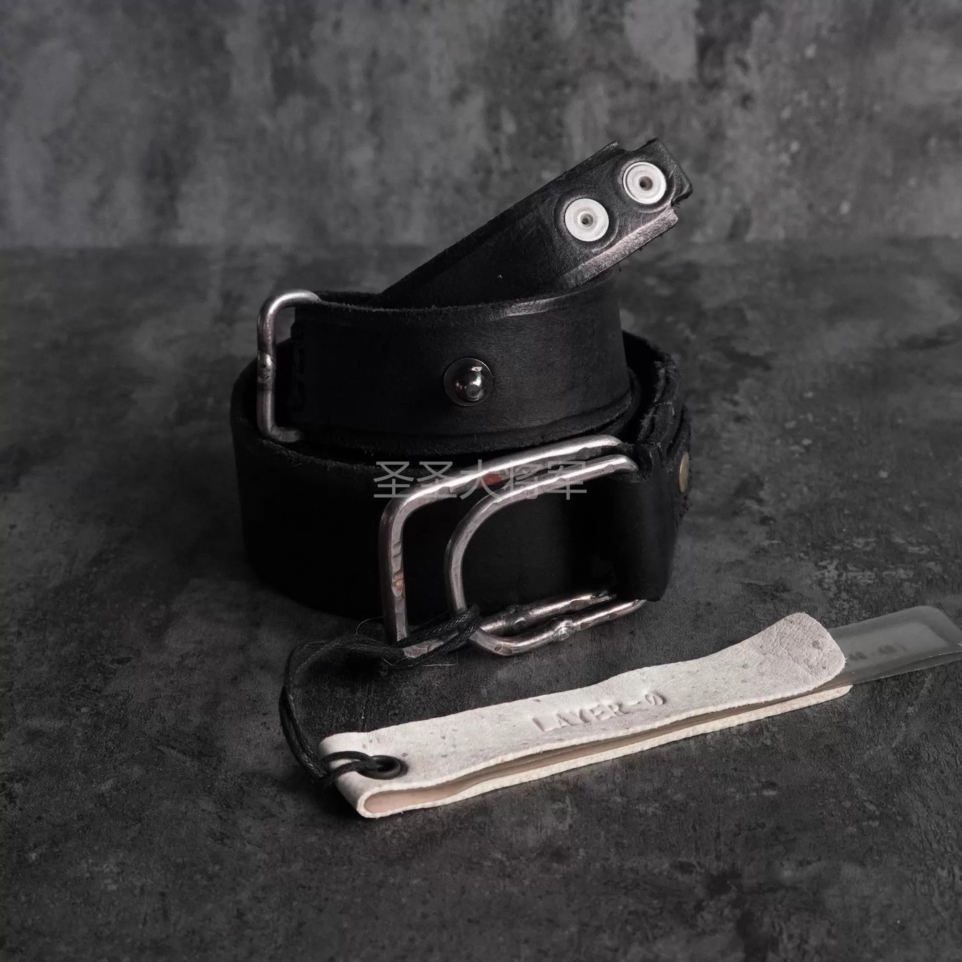 Layer-0 Layer 0 Bk Distressed Cowhide Belt Dbl Svr 3.5cm 4+5 Size ONE SIZE - 2 Thumbnail