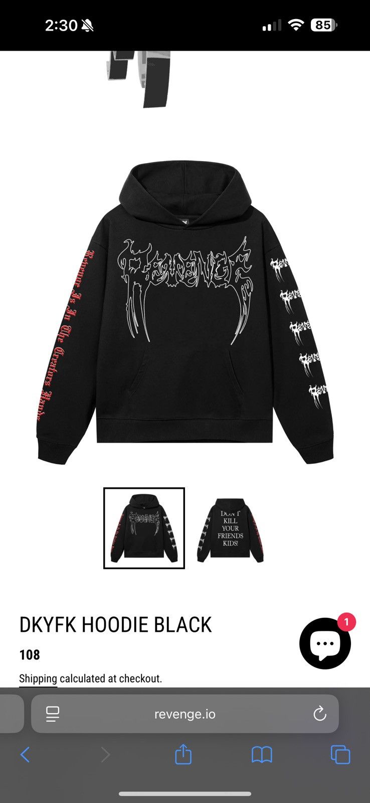 Revenge Revenge DKYFK Hoodie Black Size US L / EU 52-54 / 3 - 2 Thumbnail