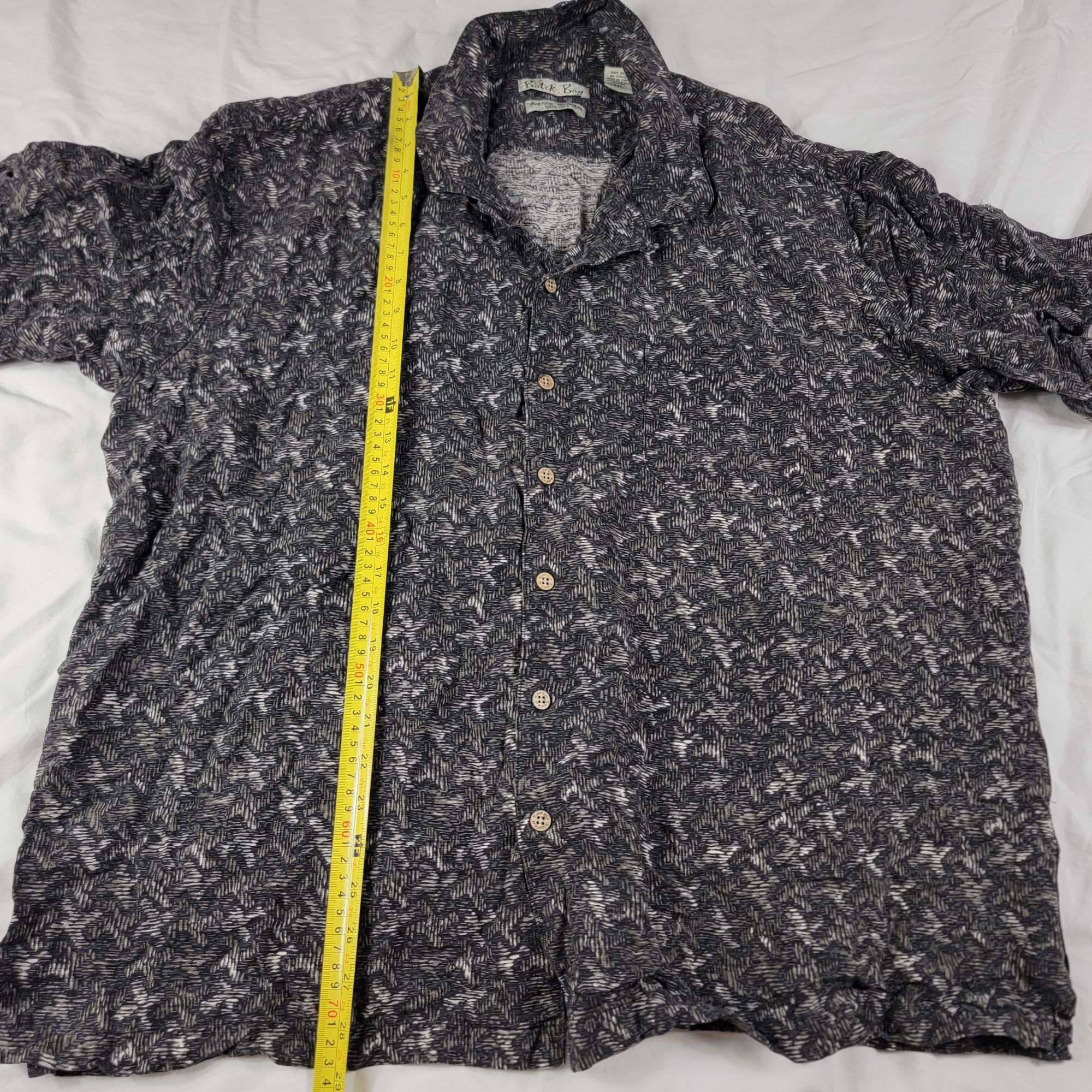 Batik Bay Batik Bay Mens 2XL Silk Button Up Short Sleeve Shirt Black C Size US XXL / EU 58 / 5 - 6 Thumbnail