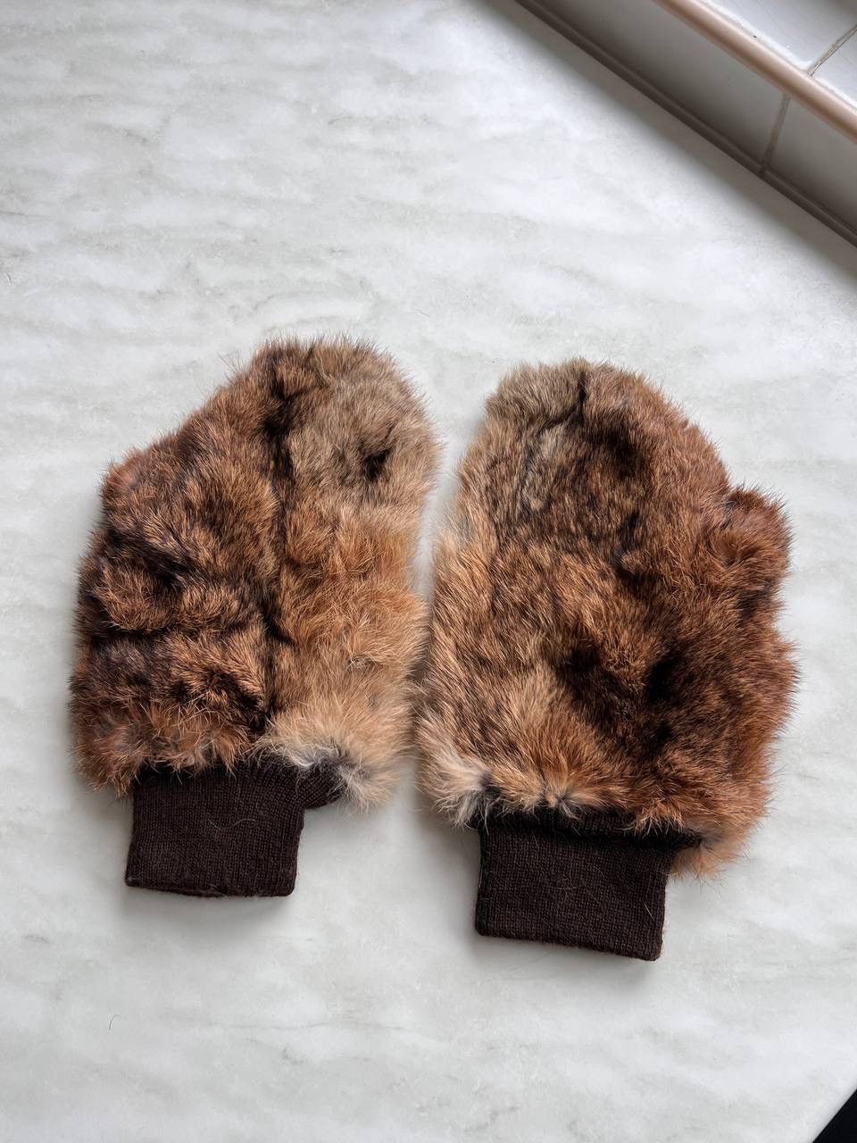 Japanese Brand Vintage 80’s Real Fur Leather Avant Garde y2k Brown Gloves Size ONE SIZE - 2 Thumbnail