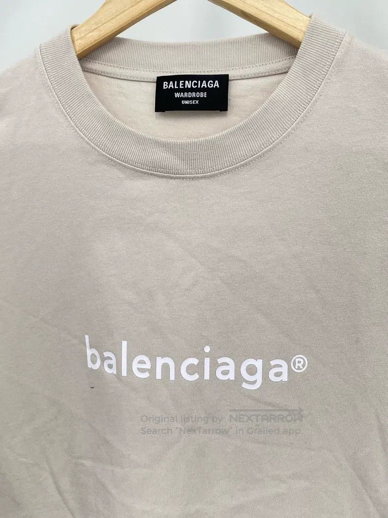 Balenciaga Balenciaga Milk Tea Color Logo Short Sleeve Size US M / EU 48-50 / 2 - 2 Thumbnail
