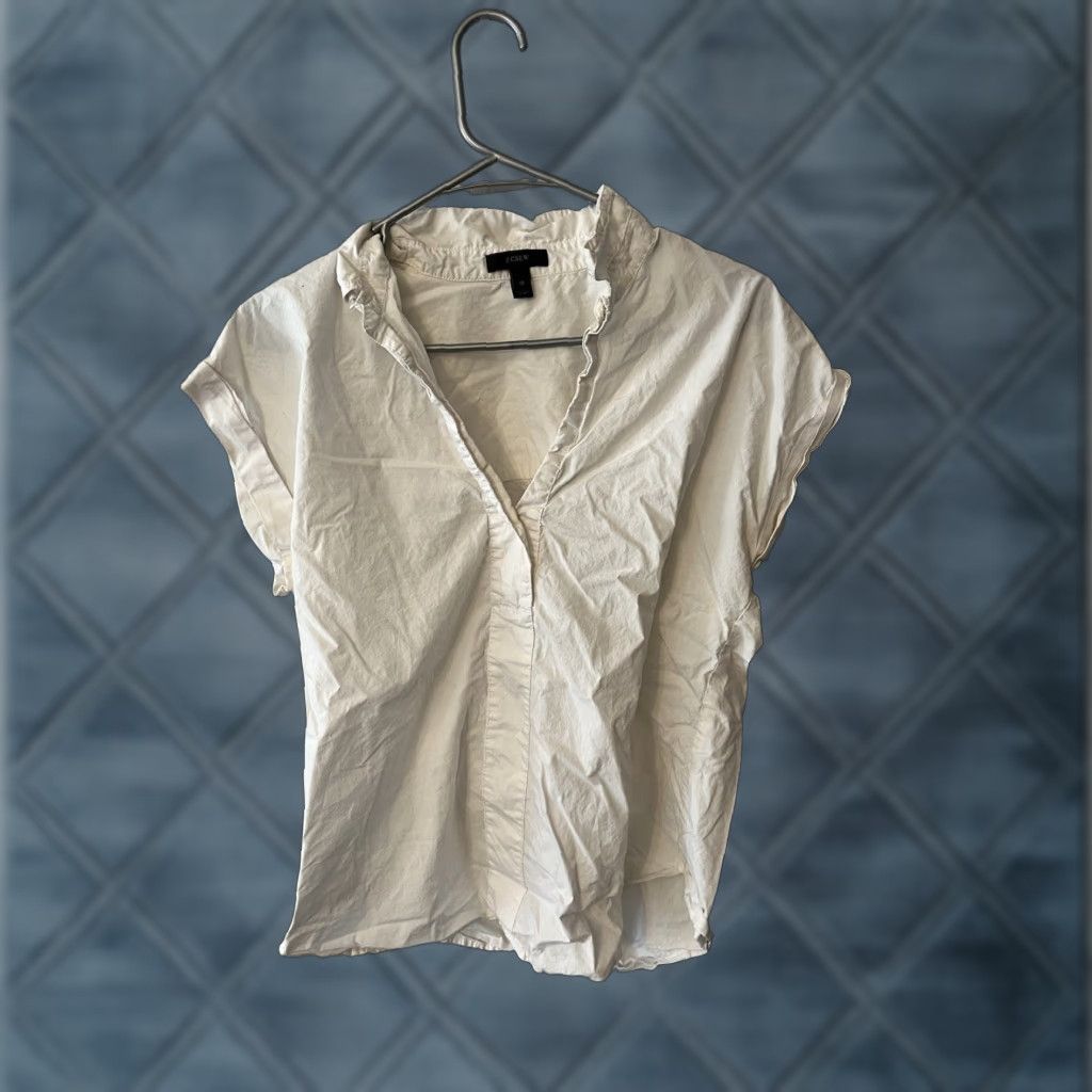 J.Crew VINTAGE J.CREW Cap Sleeve Striped Button Down Blouse Size 10 White Casual Womens Size L / US 10 / IT 46 - 1 Thumbnail
