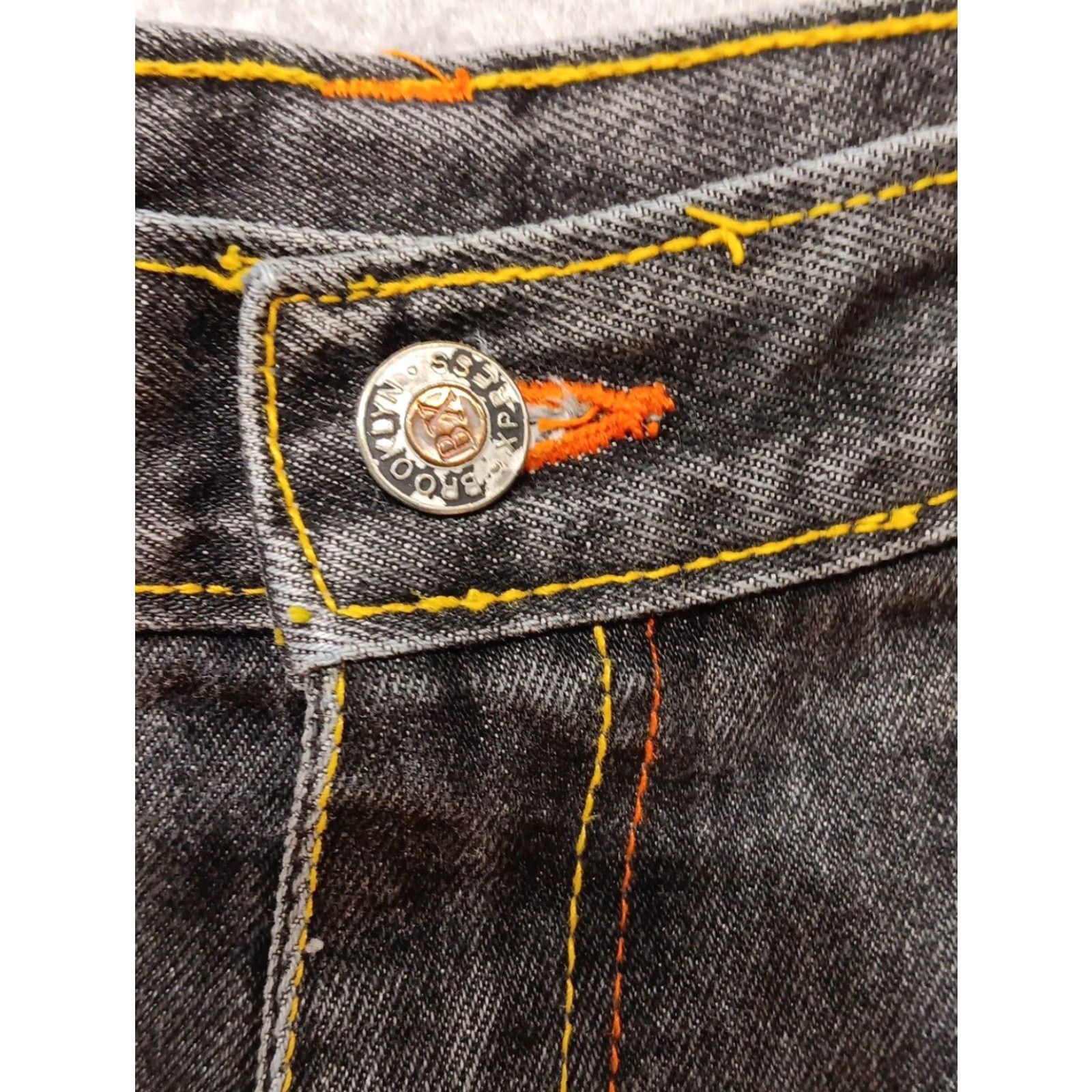 Express VINTAGE Brooklyn Xpress Wide-Leg Denim Jeans SZ 40x30 Black Embroidered Baggy Y2K Mens Size US 40 / EU 56 - 4 Thumbnail