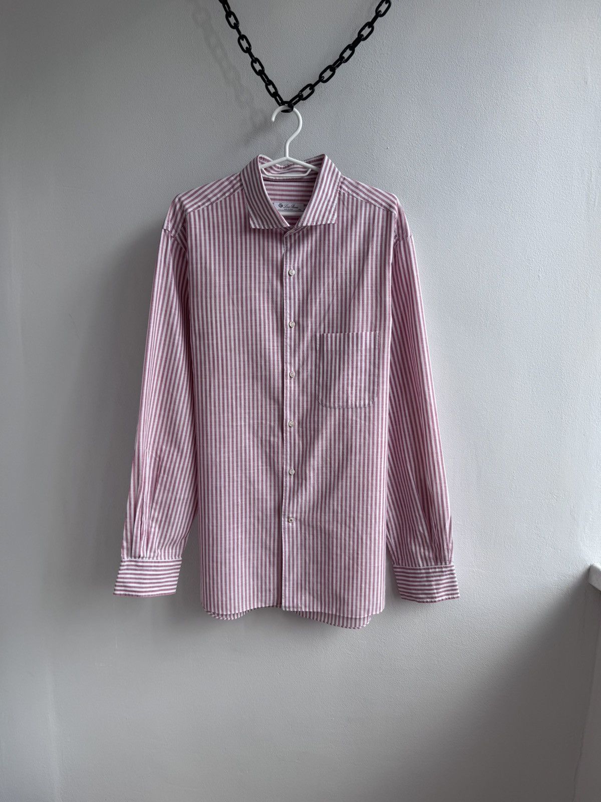 Loro Piana Loro Piana Striped Cotton Button Up Shirt Long Sleeve Pink Size US XXL / EU 58 / 5 - 1 Thumbnail