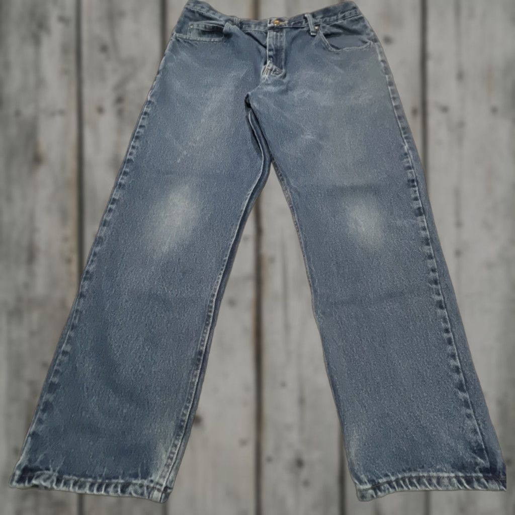 Wrangler VINTAGE Wrangler Jeans Men 38x30 9760WDR Relaxed Fit Cowboy Cut Denim Faded Thrashed Cowboy Men Jeans 38x30 Blue Distressed Pockets 5-Pocket Wrangler Size US 38 / EU 54 - 1 Thumbnail