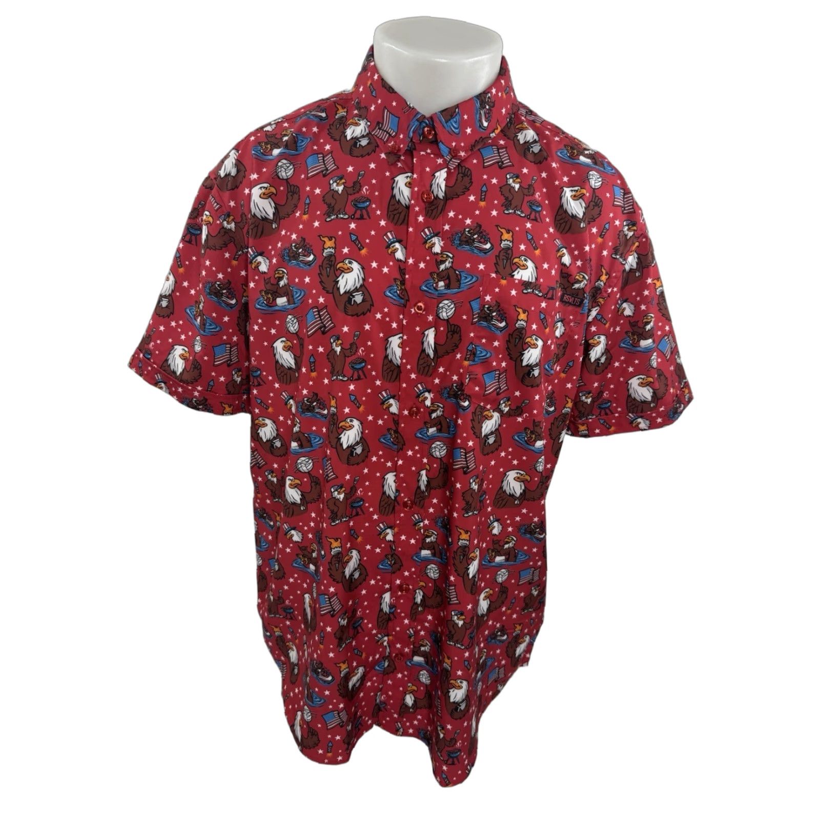 Vintage RSVLTS - 4th of JULY Independence Murica Eagle Bbq USA America XL Shirt EXC Men Short Sleeve Button-Up Red 4th of July"} Size US XL / EU 56 / 4 - 1 Thumbnail