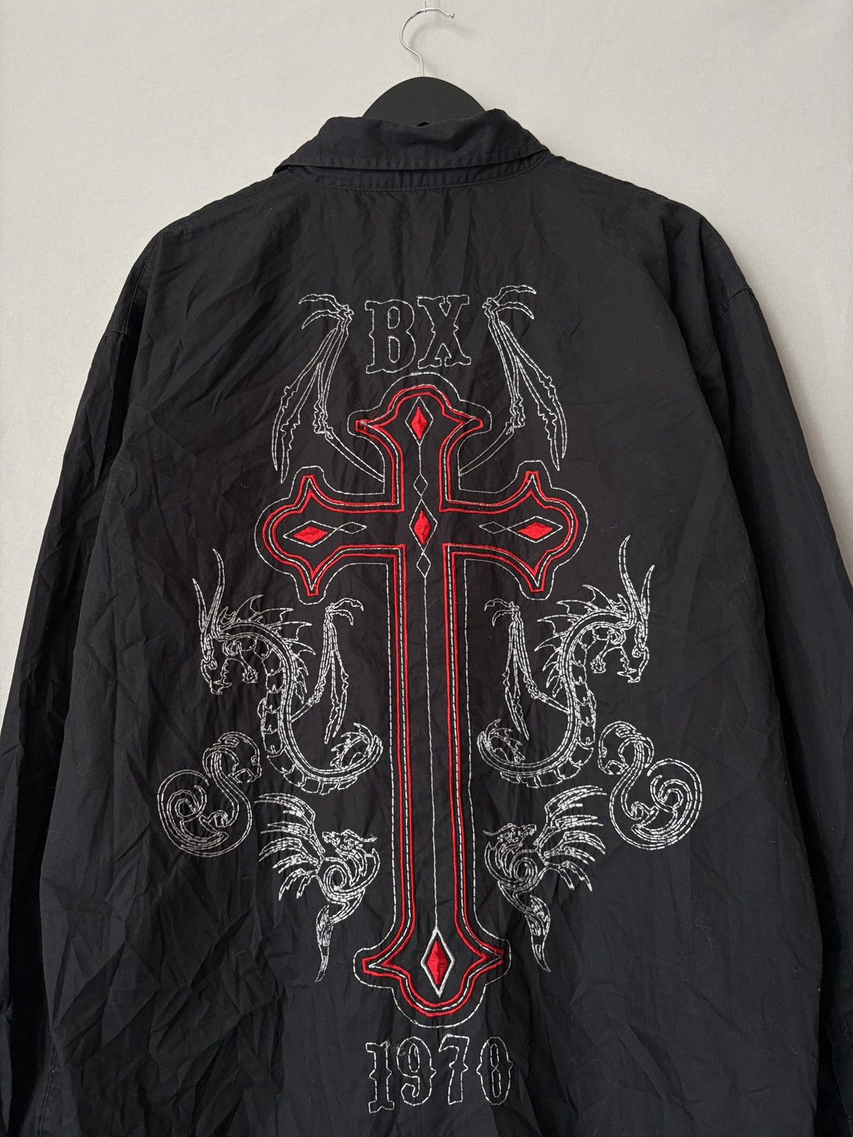 Other Gothic Vampire Alt Embroidered Cross Shirt Size US XL / EU 56 / 4 - 7 Thumbnail