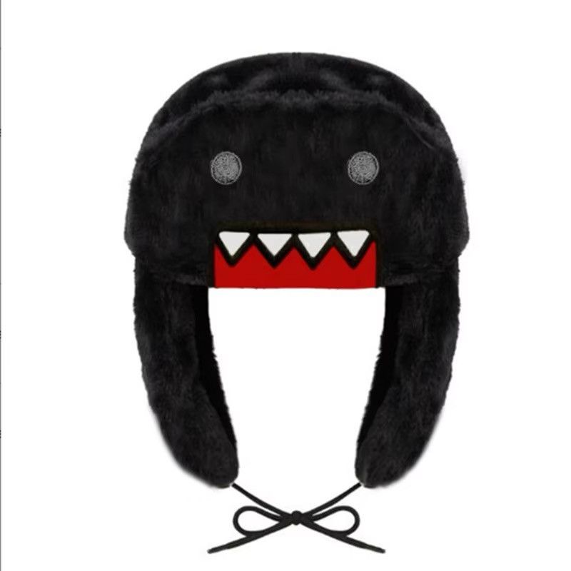 Japanese Brand Y2K Cartoon Anime Domo Kun Hat Black Ushanka Cute Winter Hat Size ONE SIZE - 3 Thumbnail